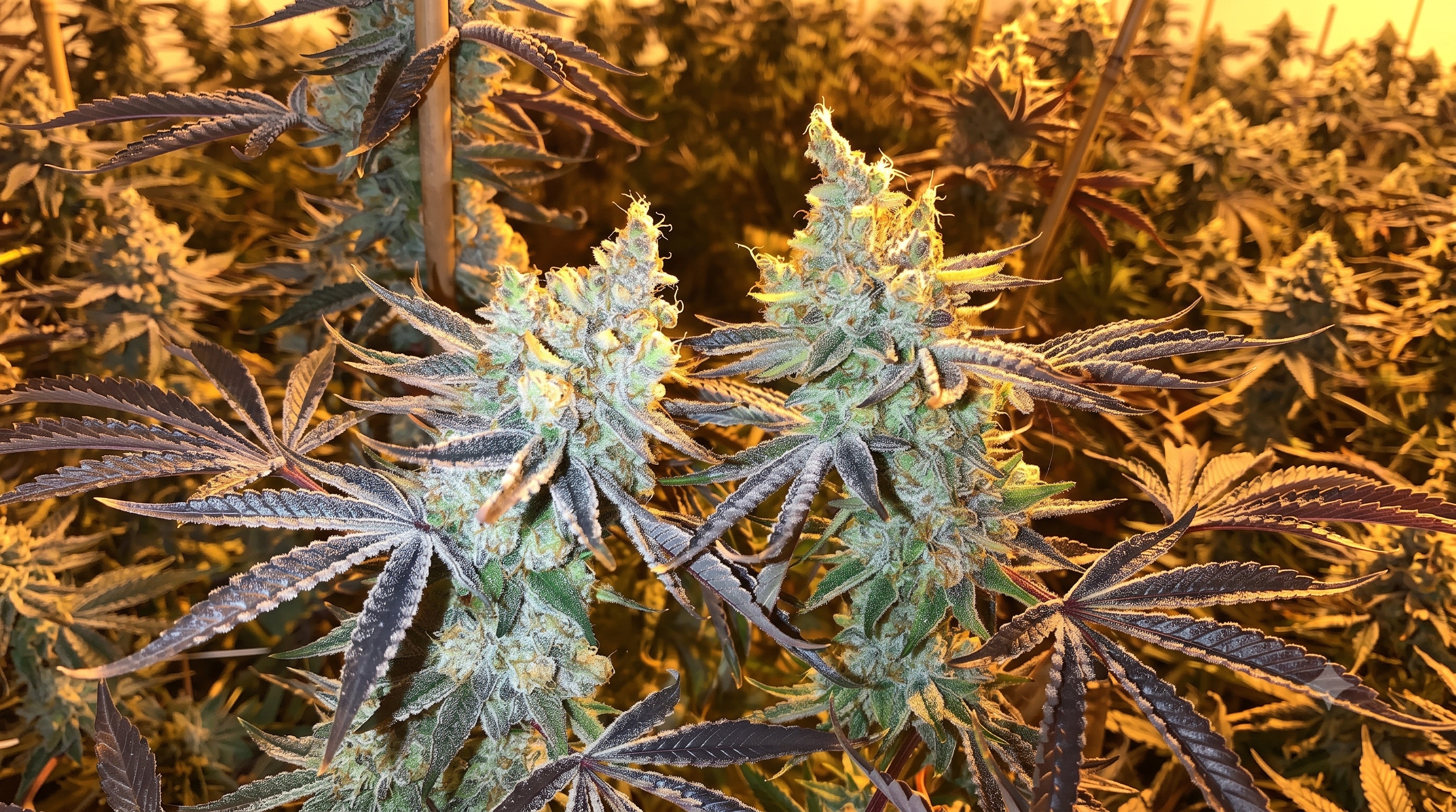 Crunch Berries cannabis plant during the flowering stage with dense resinous buds
