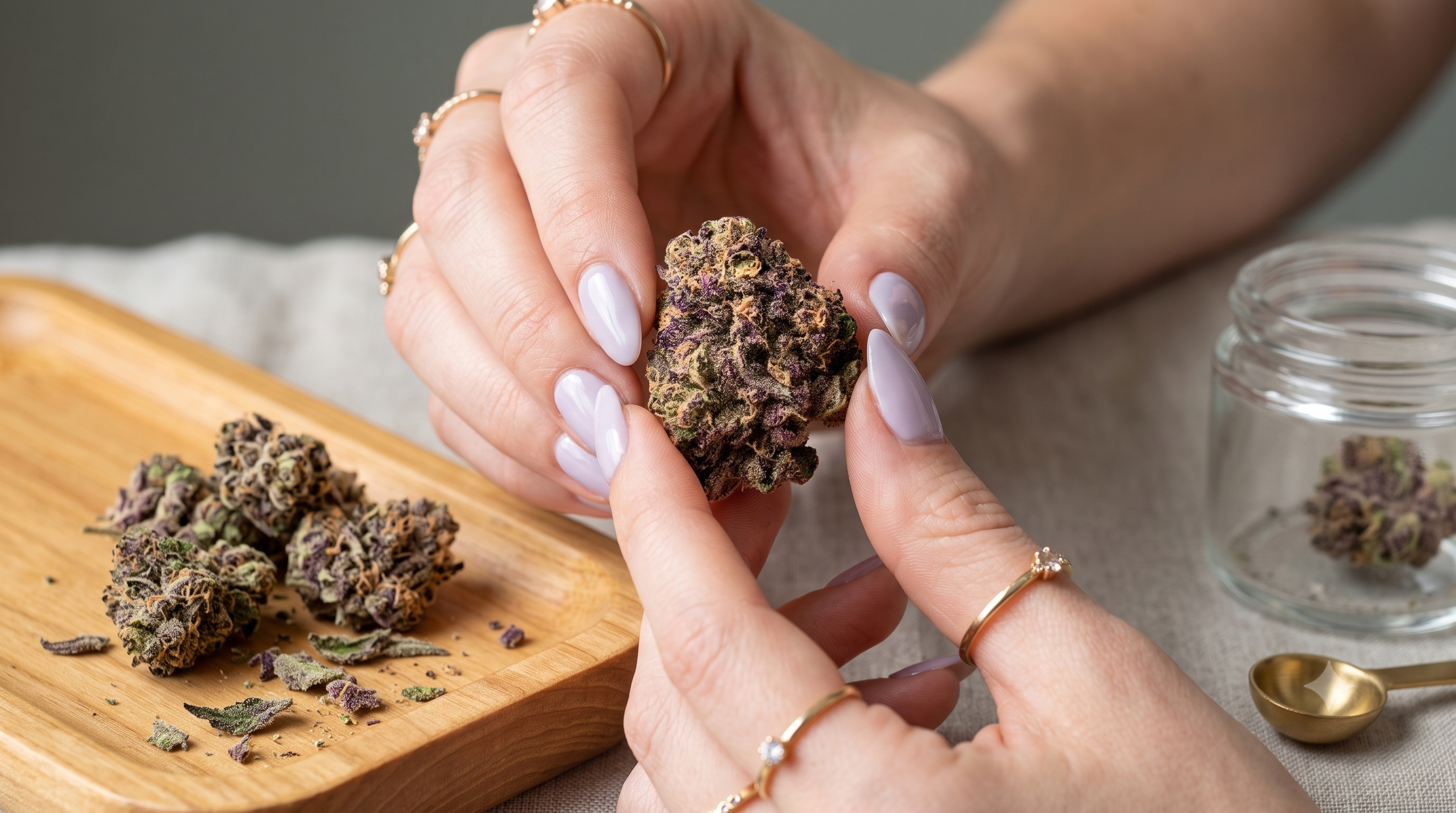 Premium Crunch Berries flower with dense bud structure and abundant trichomes