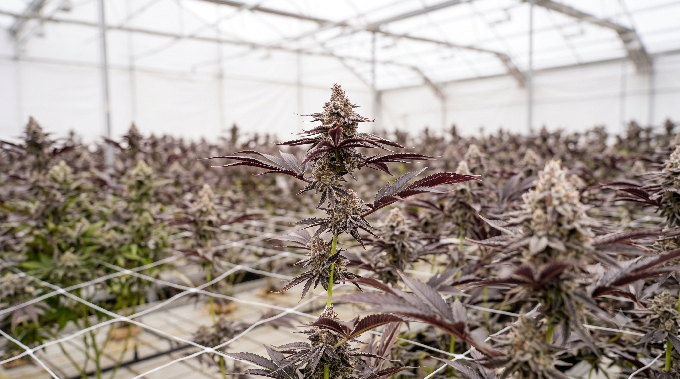 Mature Maltese Tiger cannabis plant producing dense, trichome-rich buds