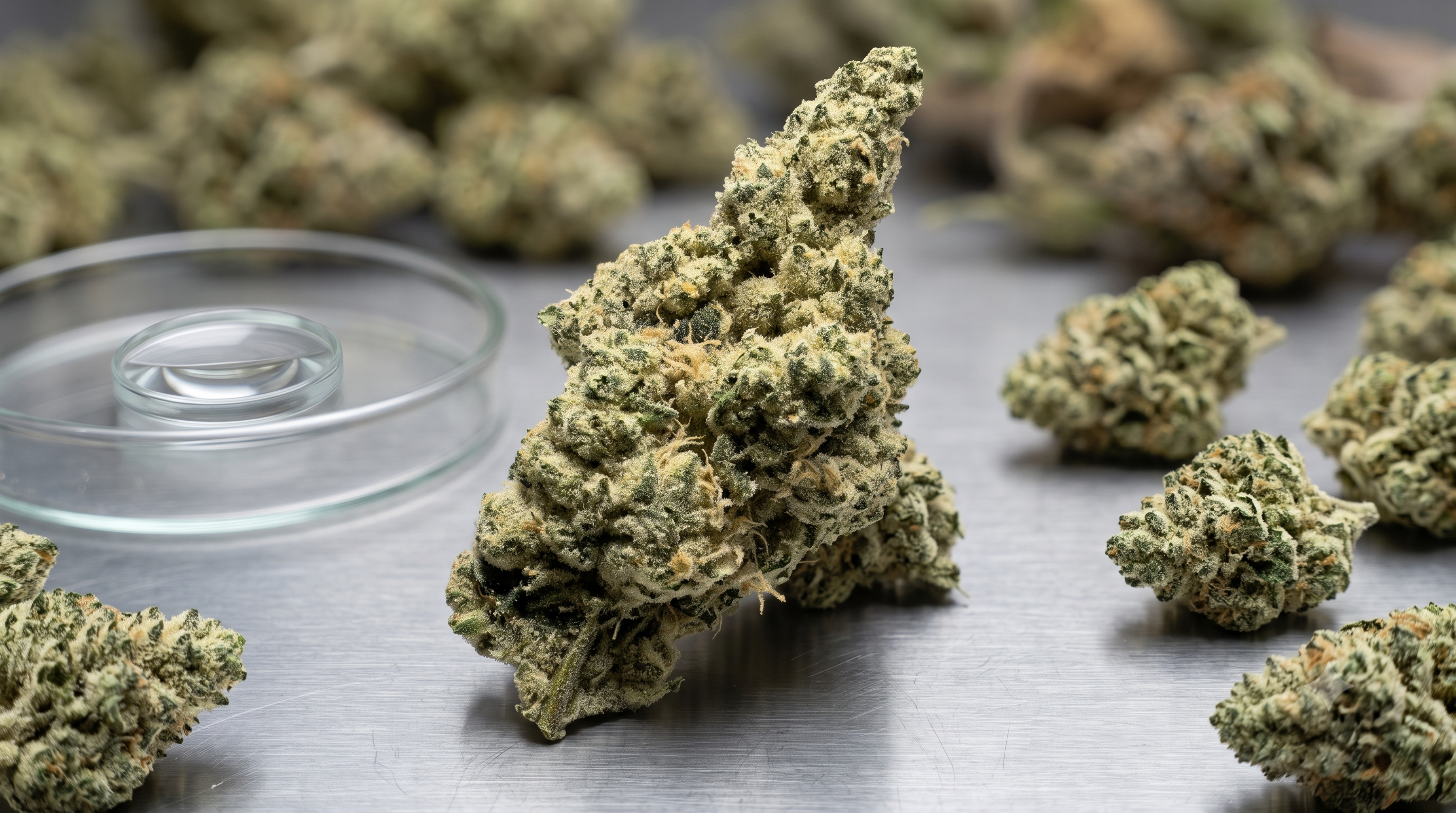 Close-up of Michigan Soda strain showcasing vibrant green flowers and orange pistils