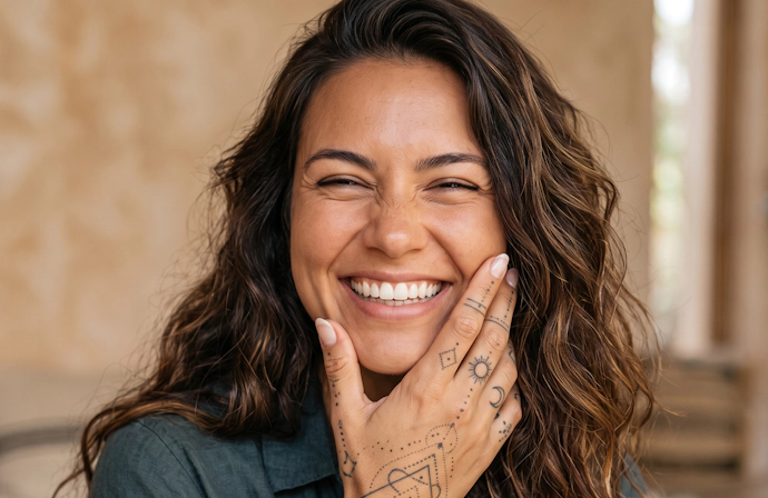 Beautiful woman smiling naturally in soft daylight