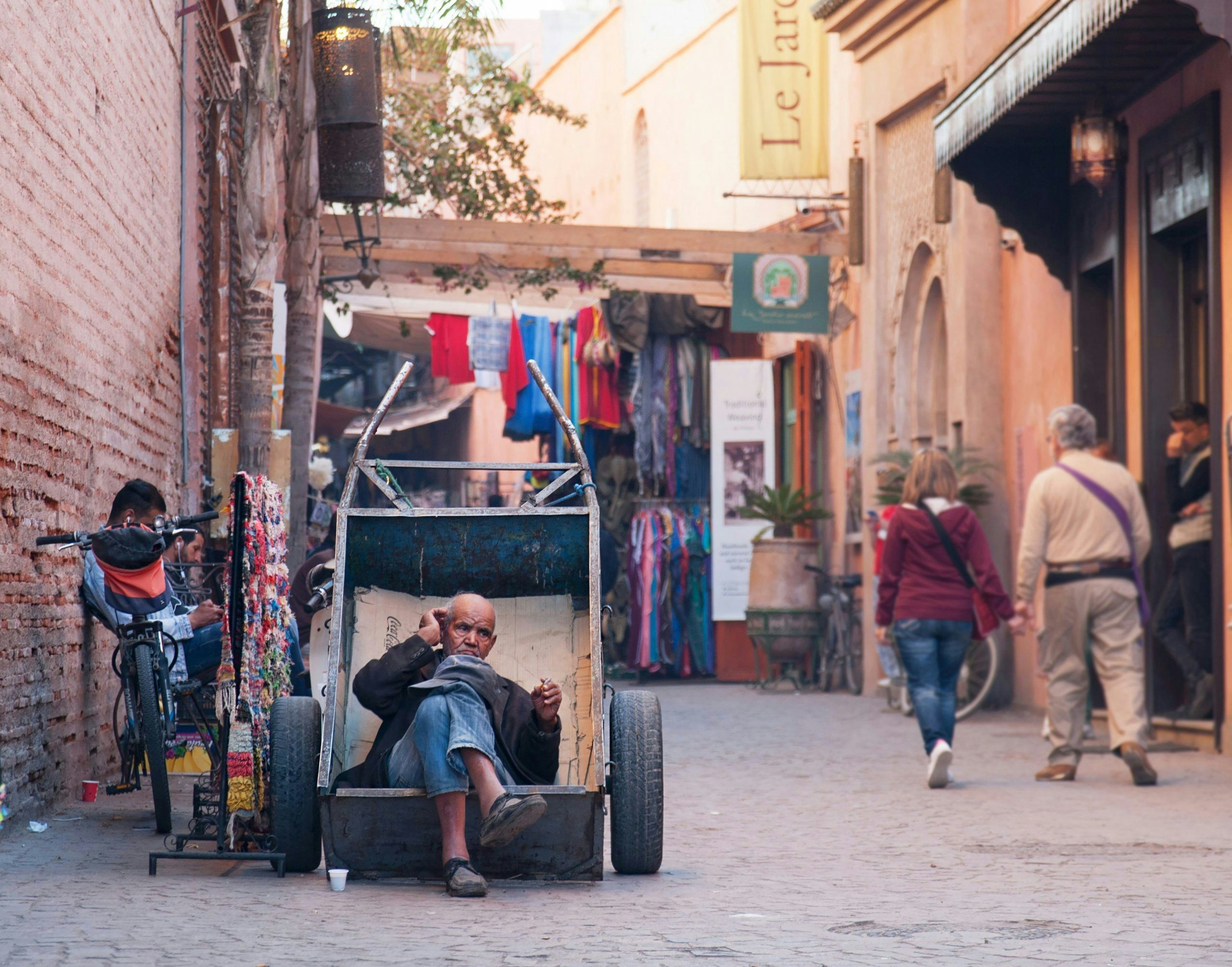 Traditional narrow street in the Marrakech old town