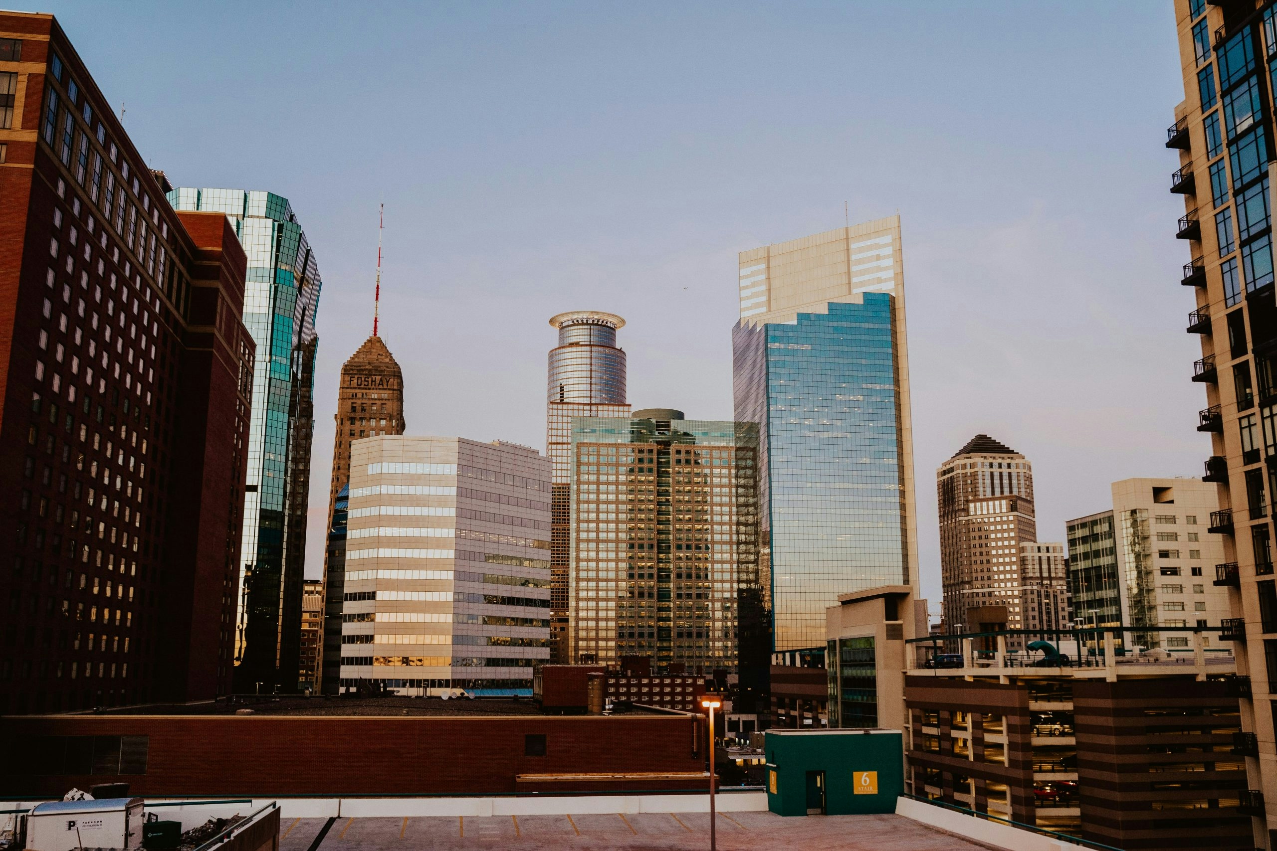 Aerial view of the Minneapolis, Minnesota skyline