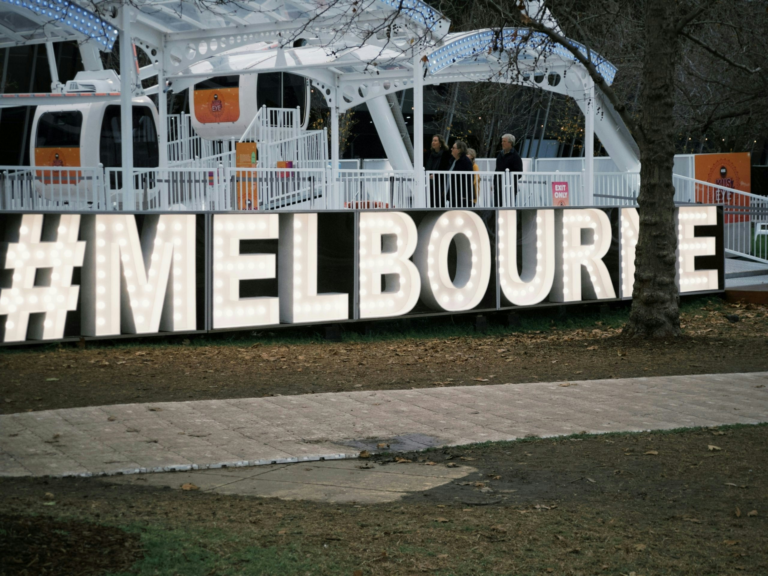 Large Melbourne sign welcoming visitors to the city
