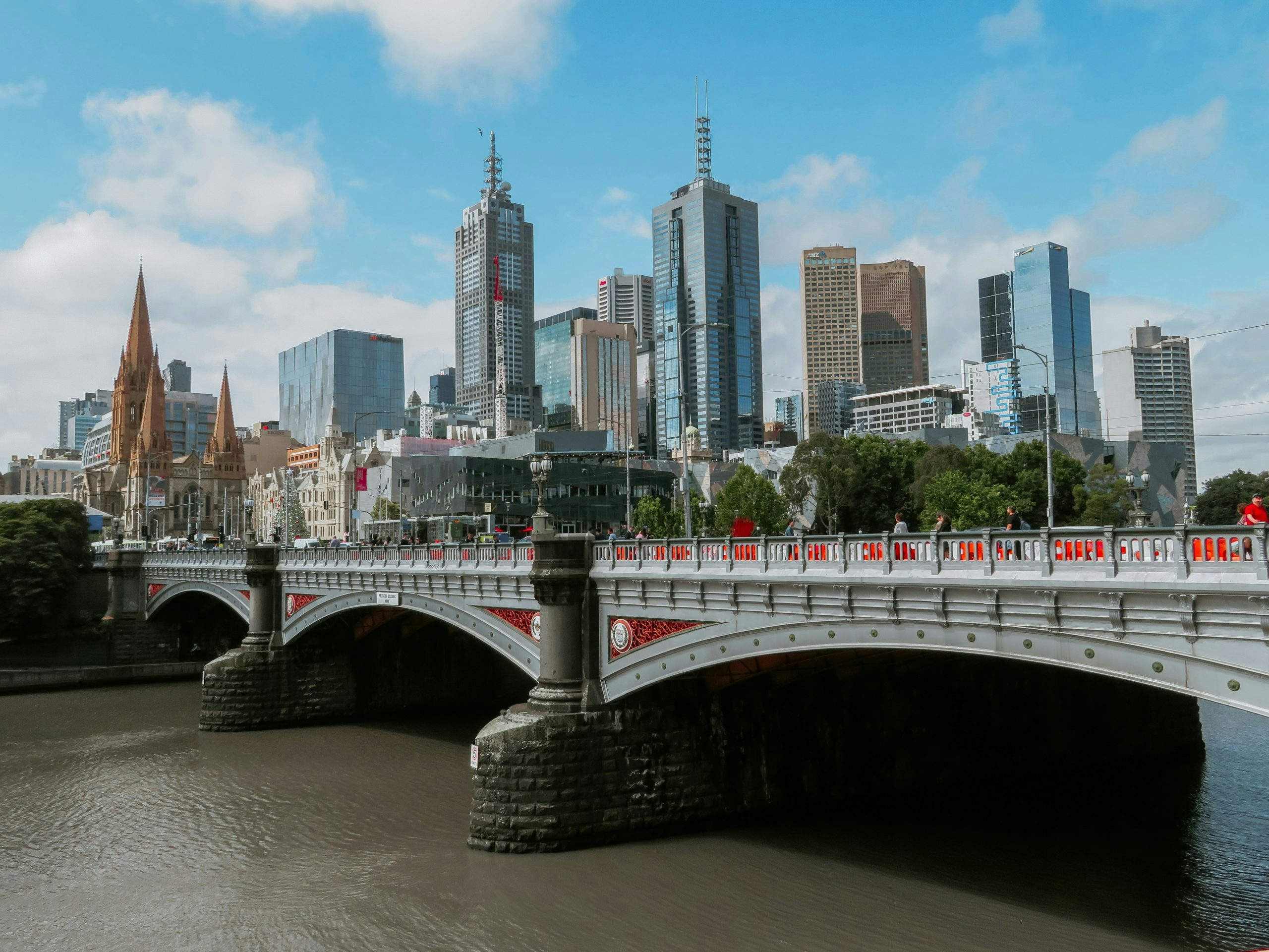 Panoramic view of the Melbourne skyline with modern skyscrapers