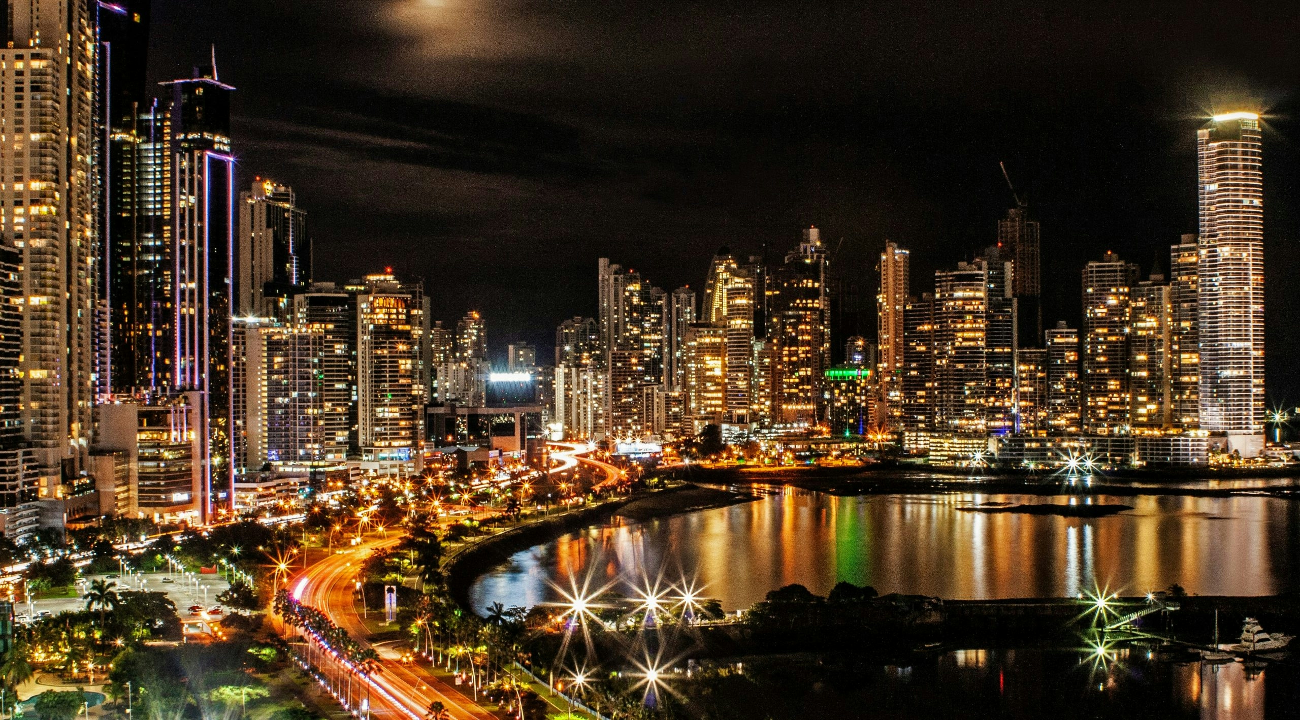 AERIAL VIEW OF PANAMA AT NIGHT