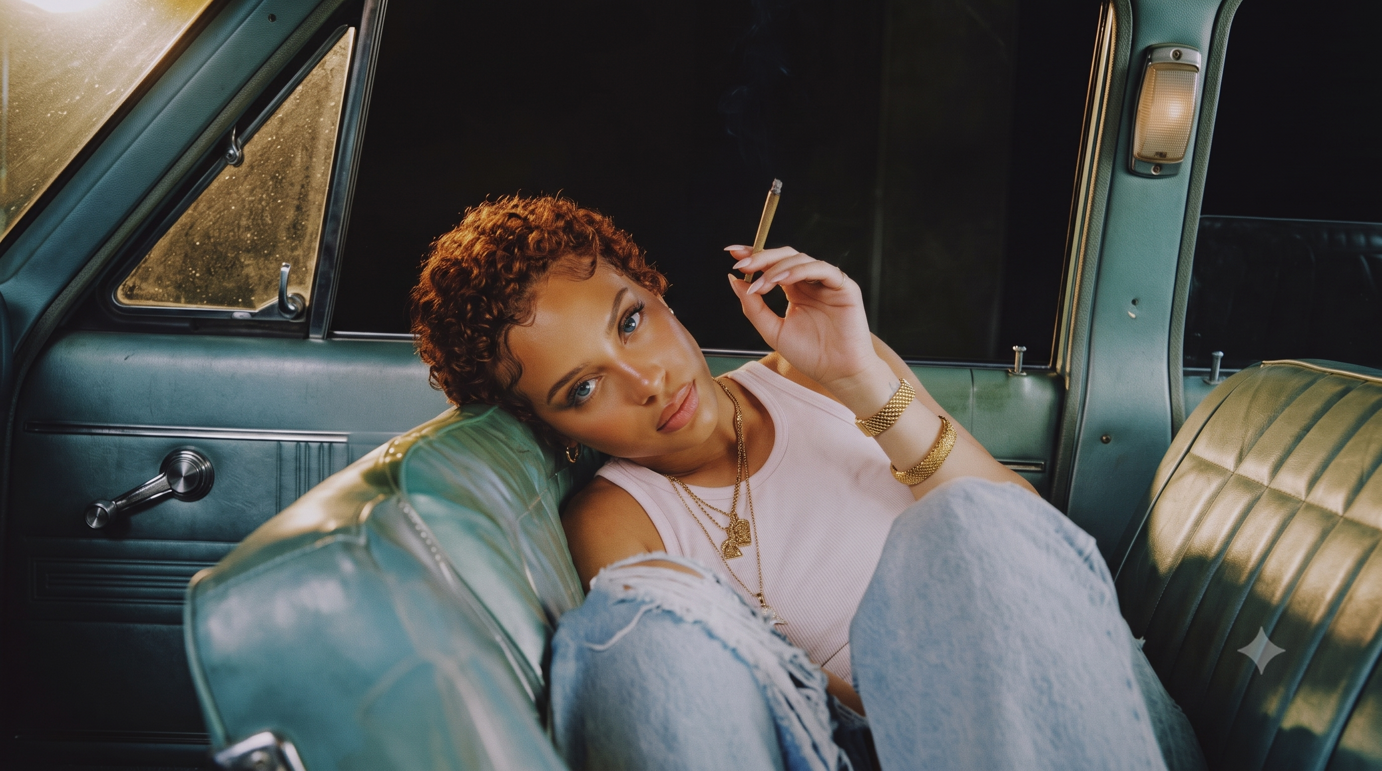 Woman smoking a cannabis joint