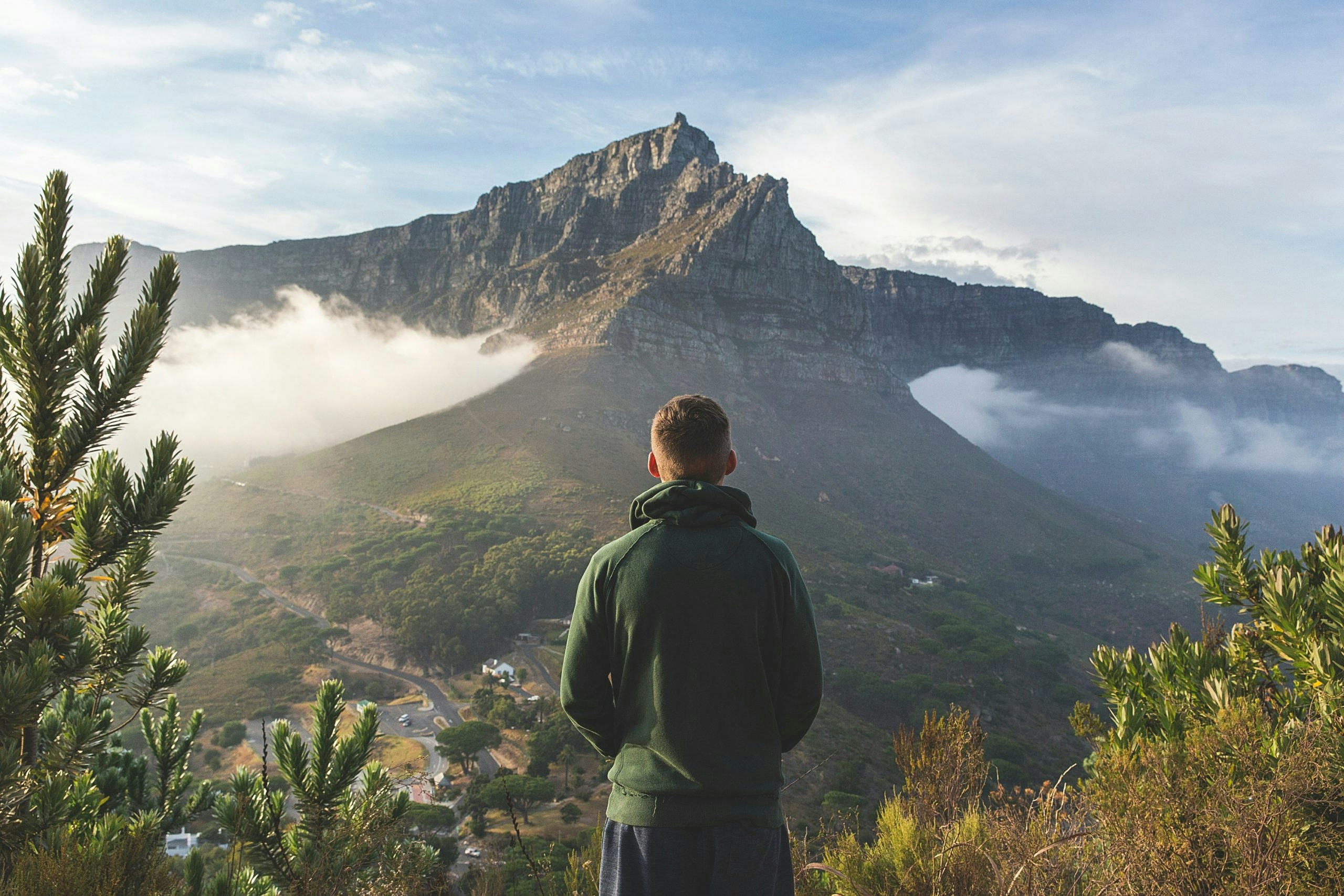 Panoramic view of Table Mountain overlooking Cape Town