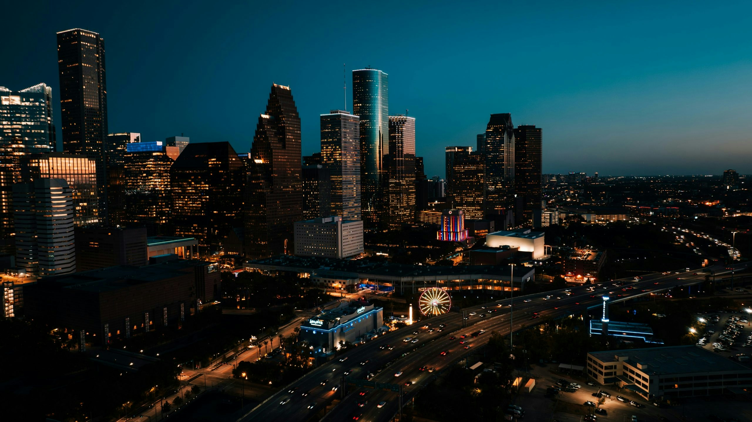Downtown Houston skyline featuring modern skyscrapers