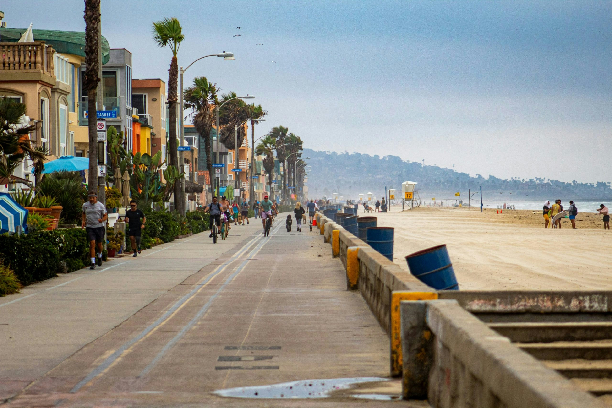 Surfers enjoying the waves at a beach in San Diego, California