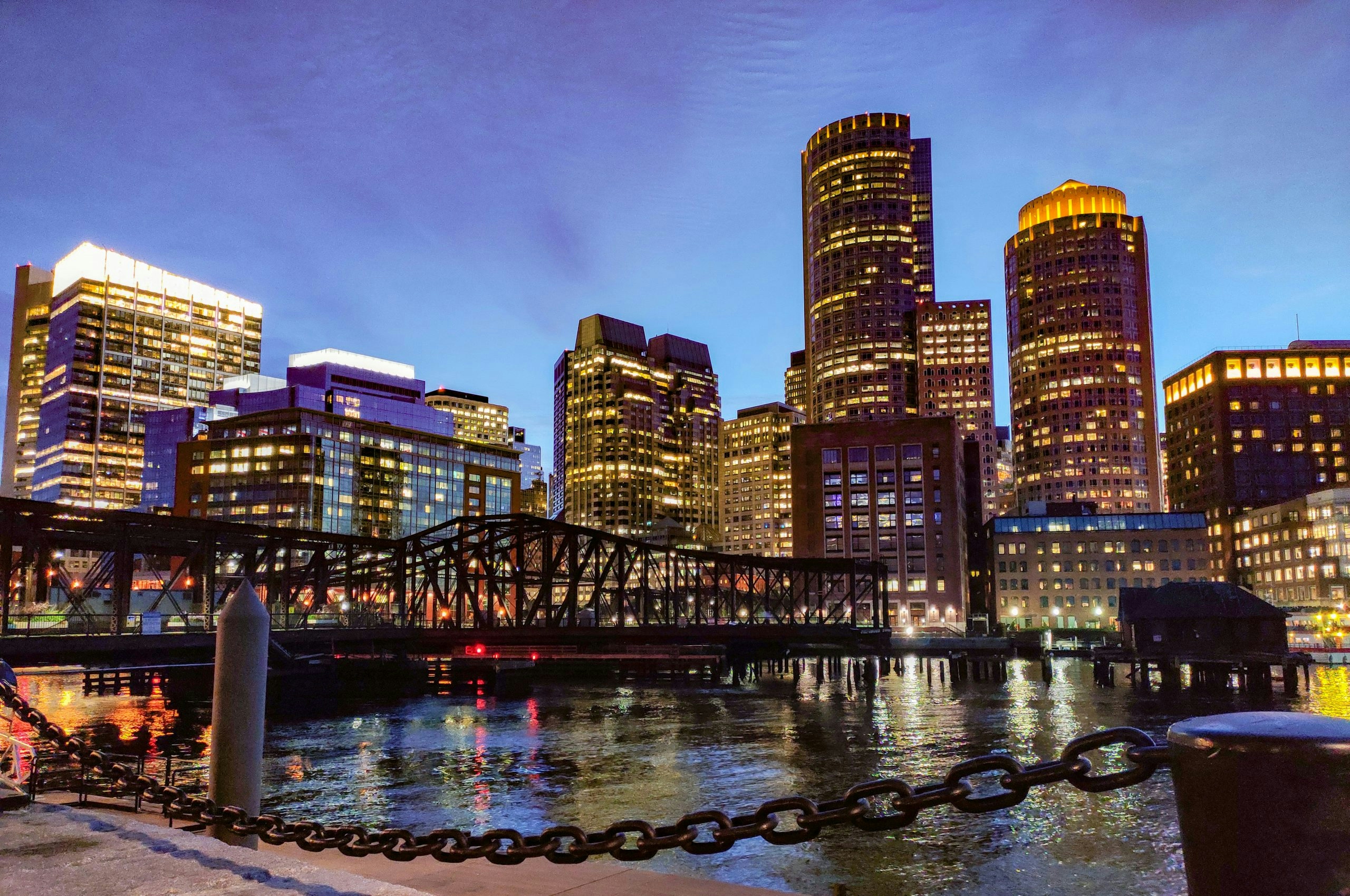 Panoramic view of the Boston skyline overlooking the Charles River
