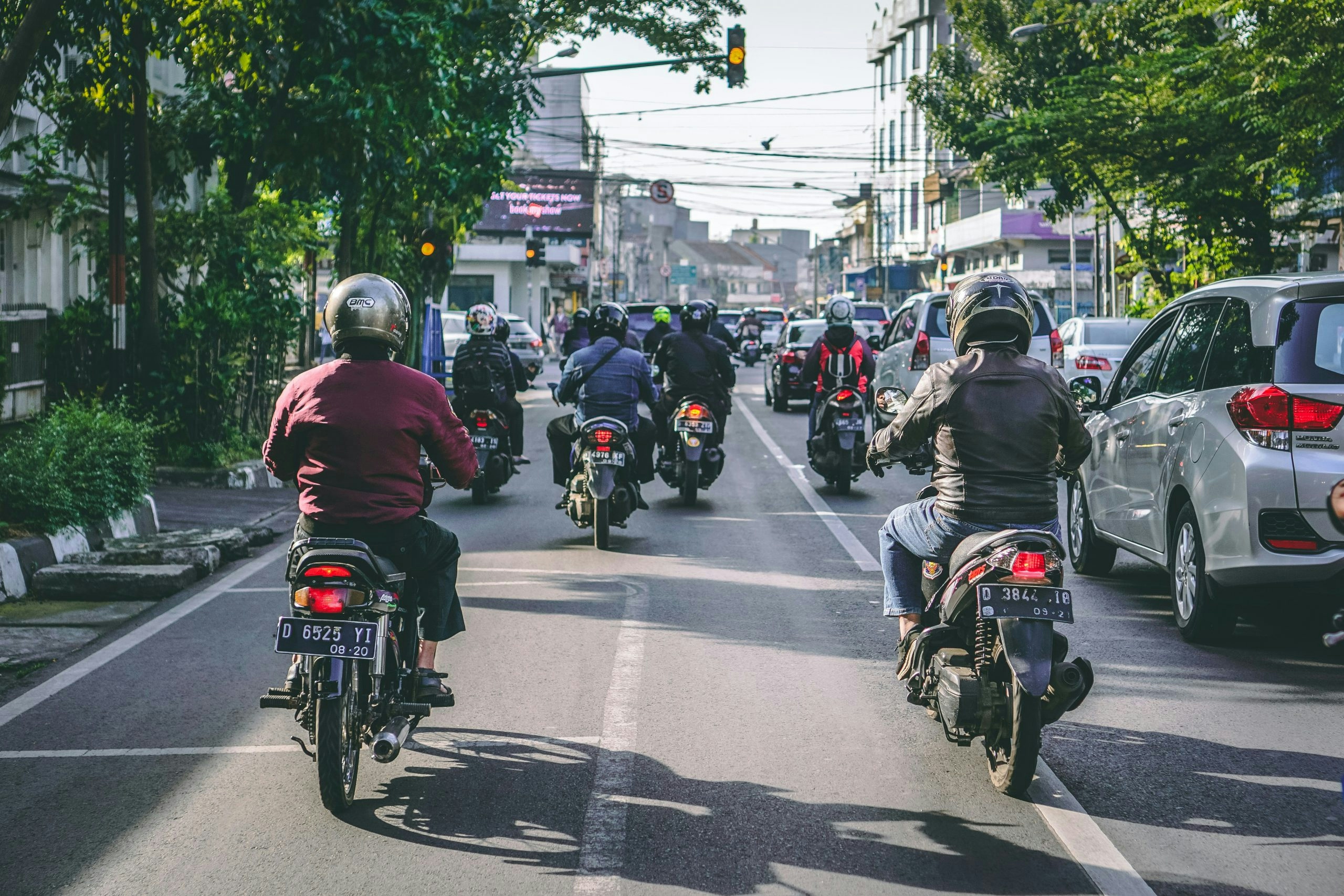 Downtown street scene showcasing everyday life in Indonesia