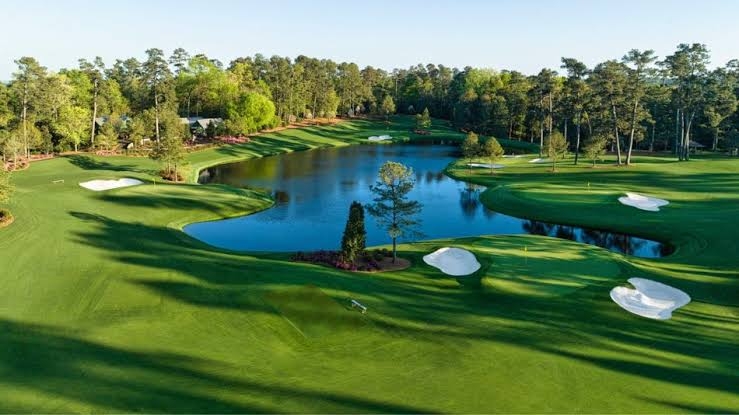 Beautiful golf course with lush green fairways in Augusta, Georgia