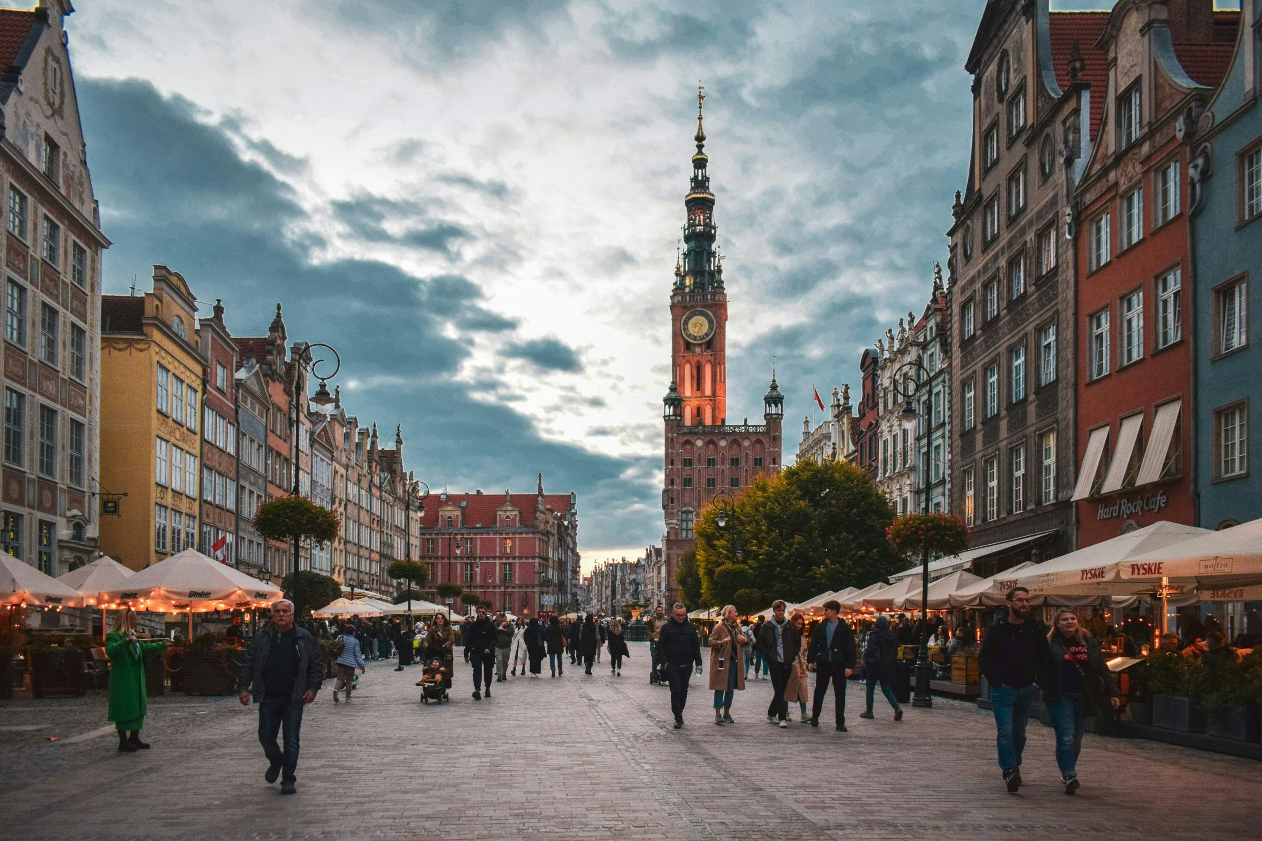 Visitors exploring Poland's beautifully preserved old town