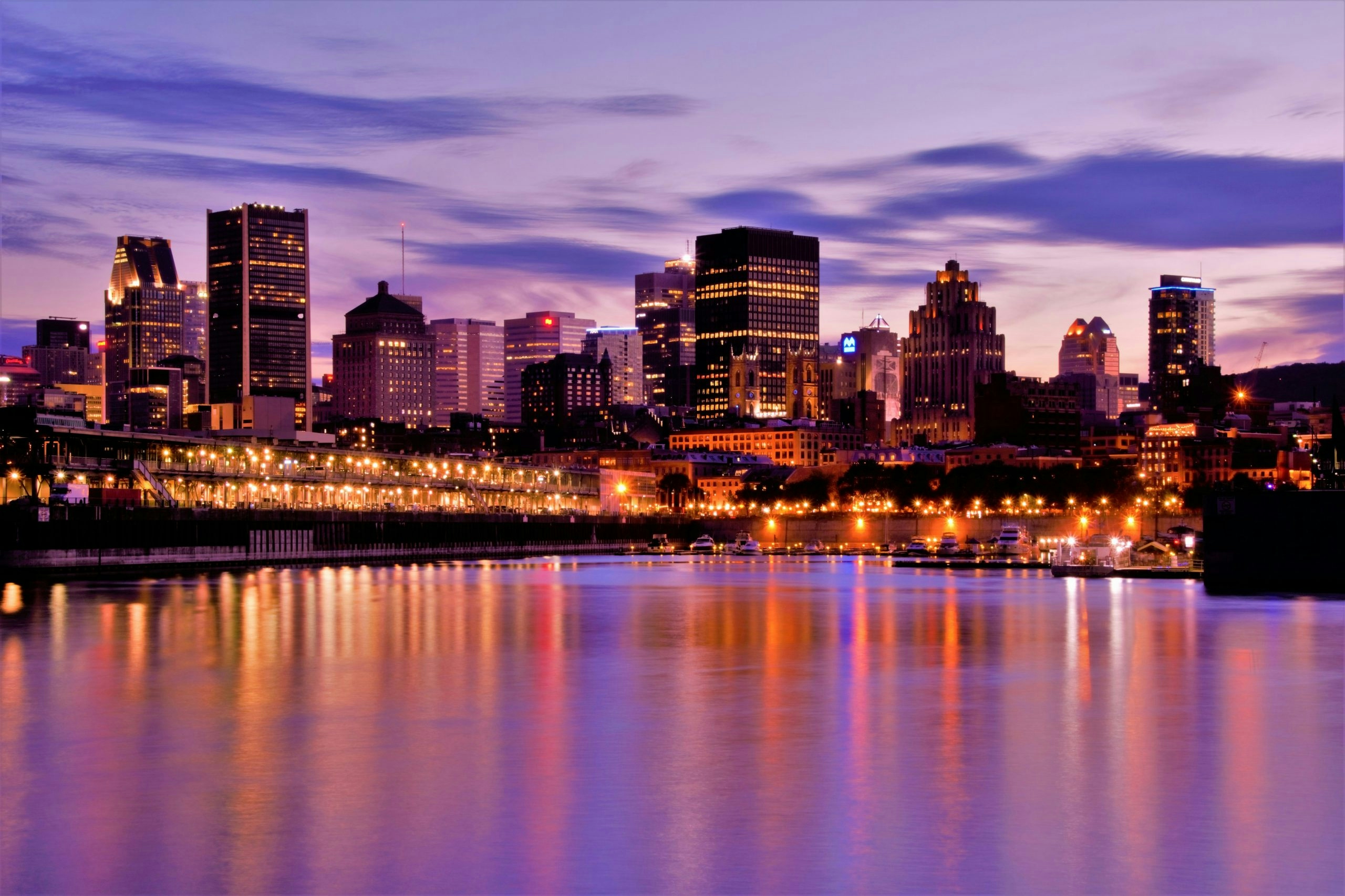 Montreal skyline reflected in the St. Lawrence River
