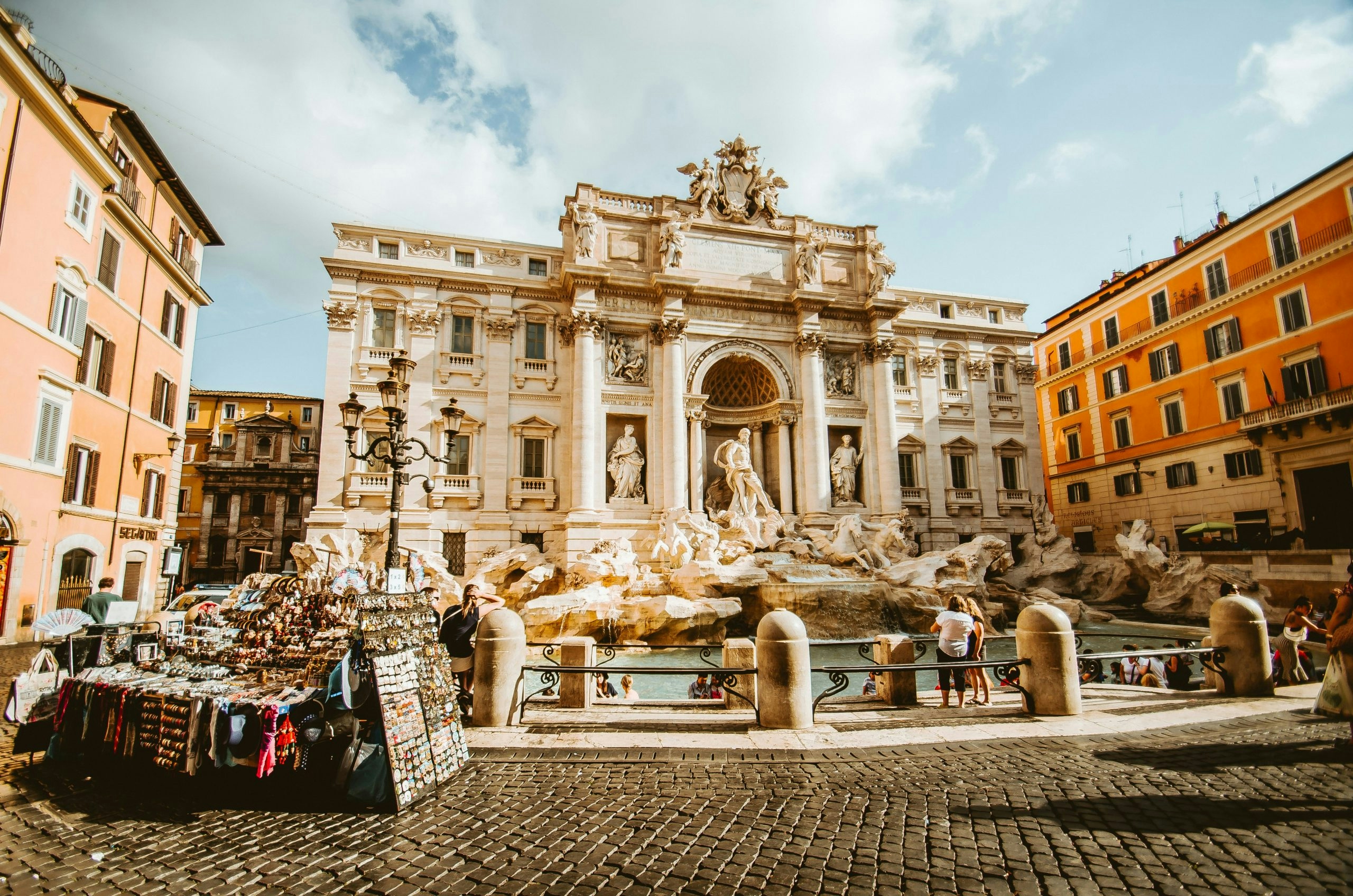 Historic Trevi Fountain with intricate Baroque sculptures