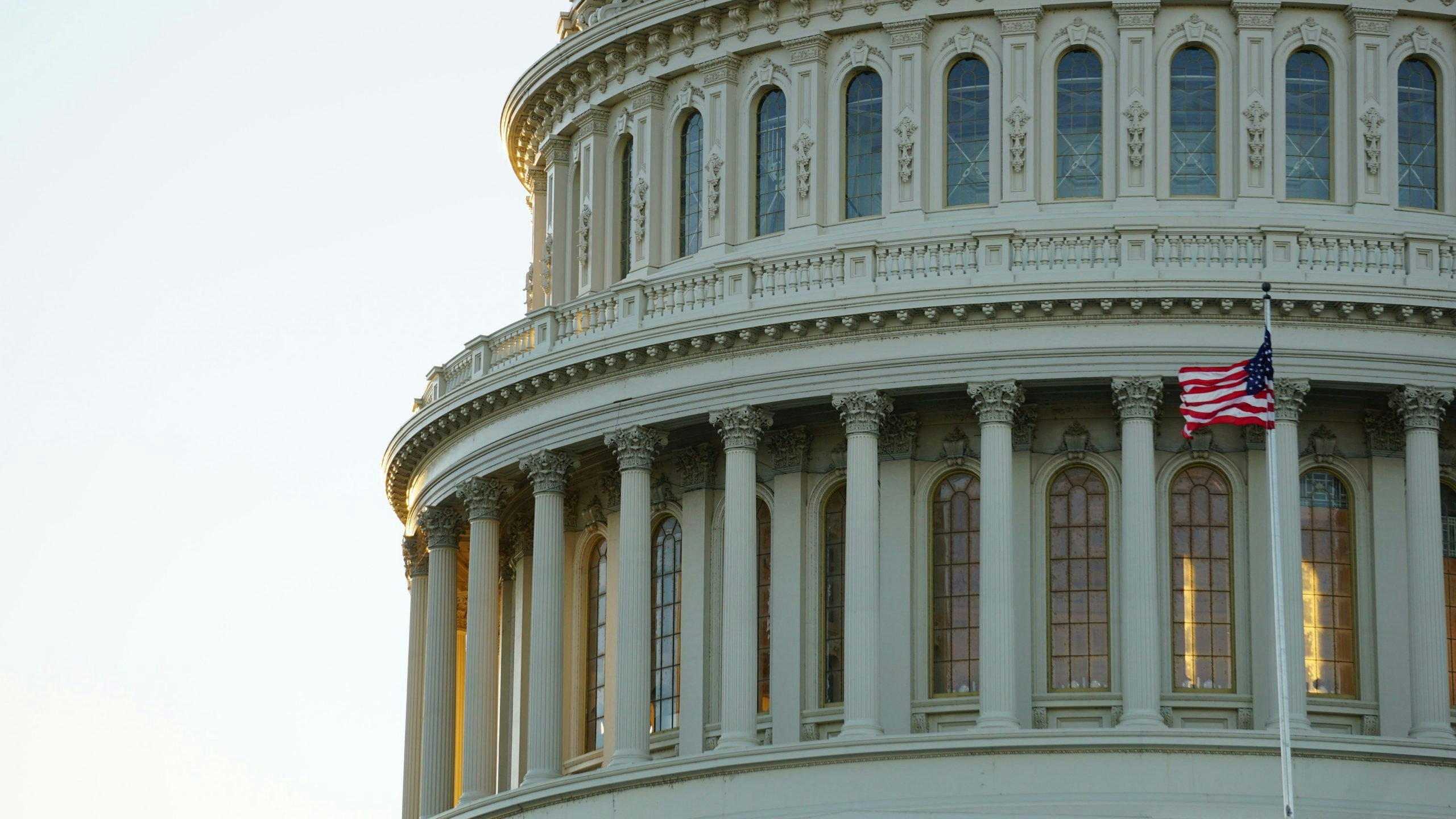 U.S. Capitol building surrounded by American flags in Washington, D.C