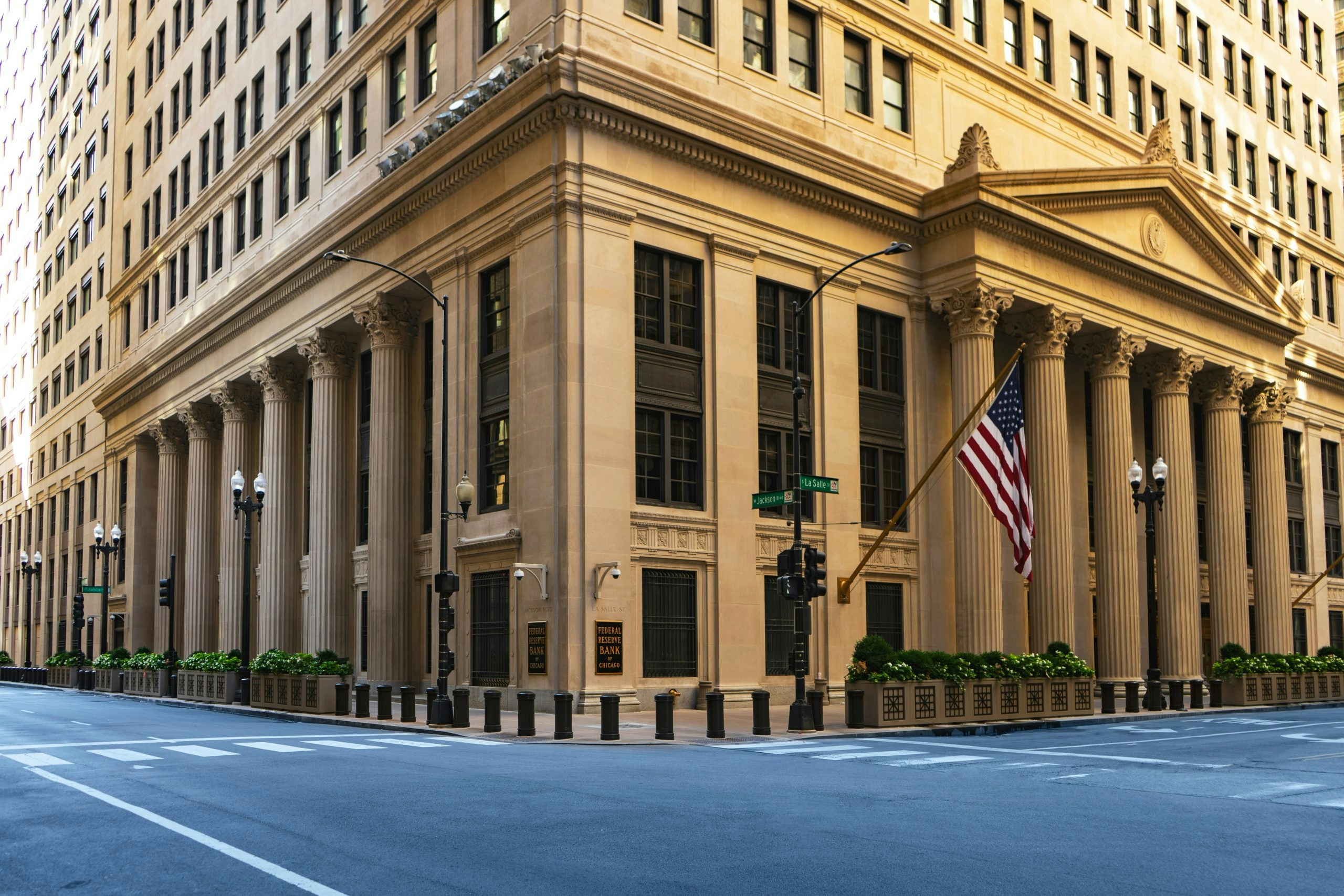United States flag displayed on a government building in Washington, D.C.