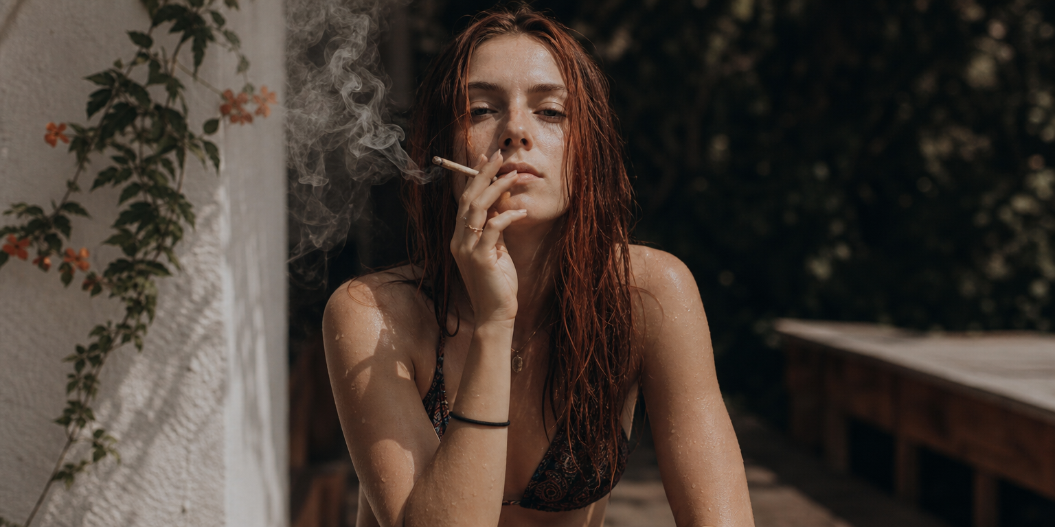 woman smoking a joint