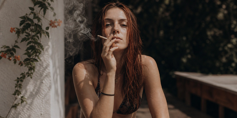 woman smoking a joint