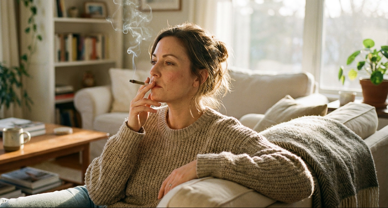 womans moking a joint