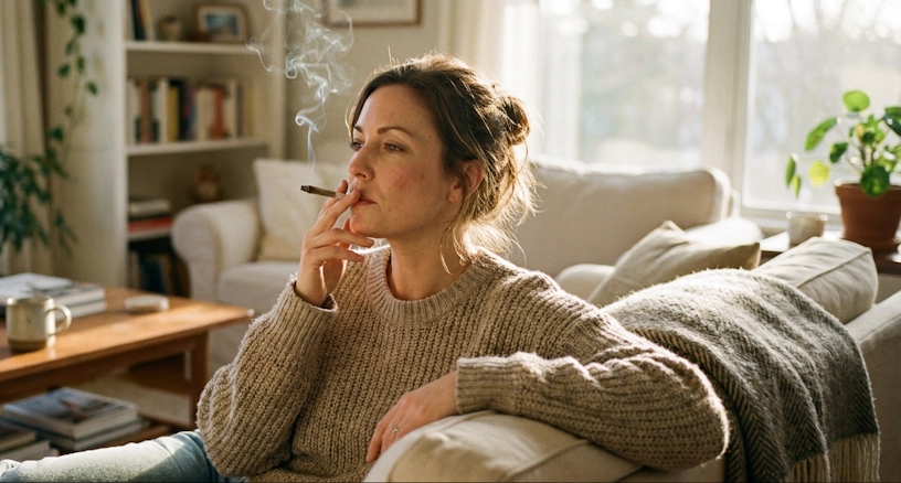 womans moking a joint