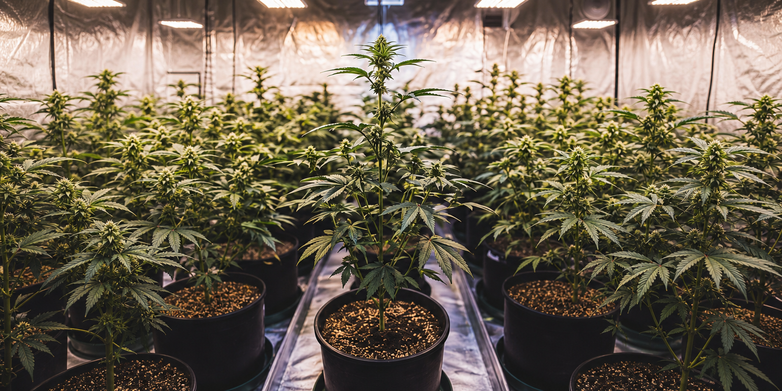 crop of cannabis indoors