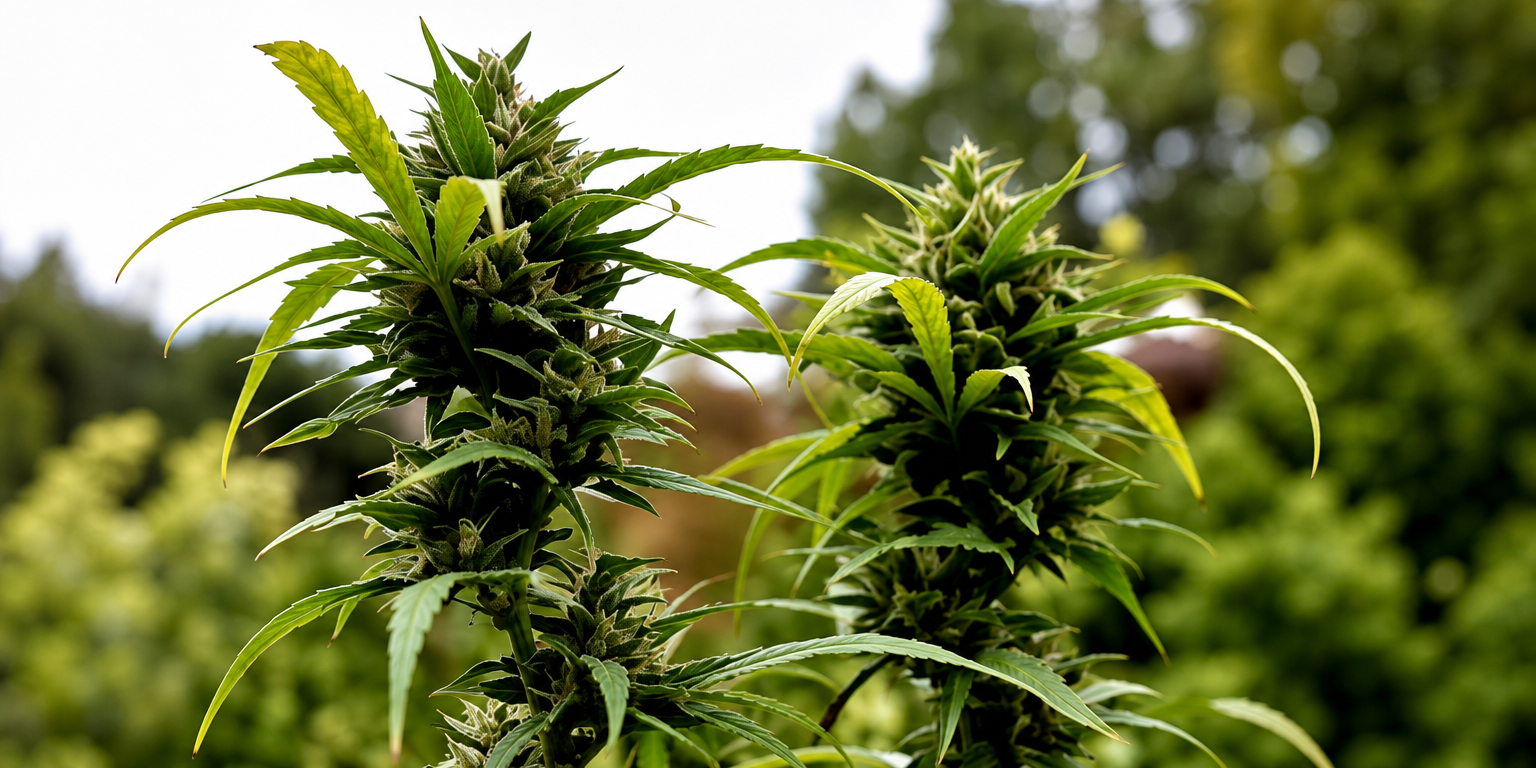 close up of the maui wowie strain growing outdoors