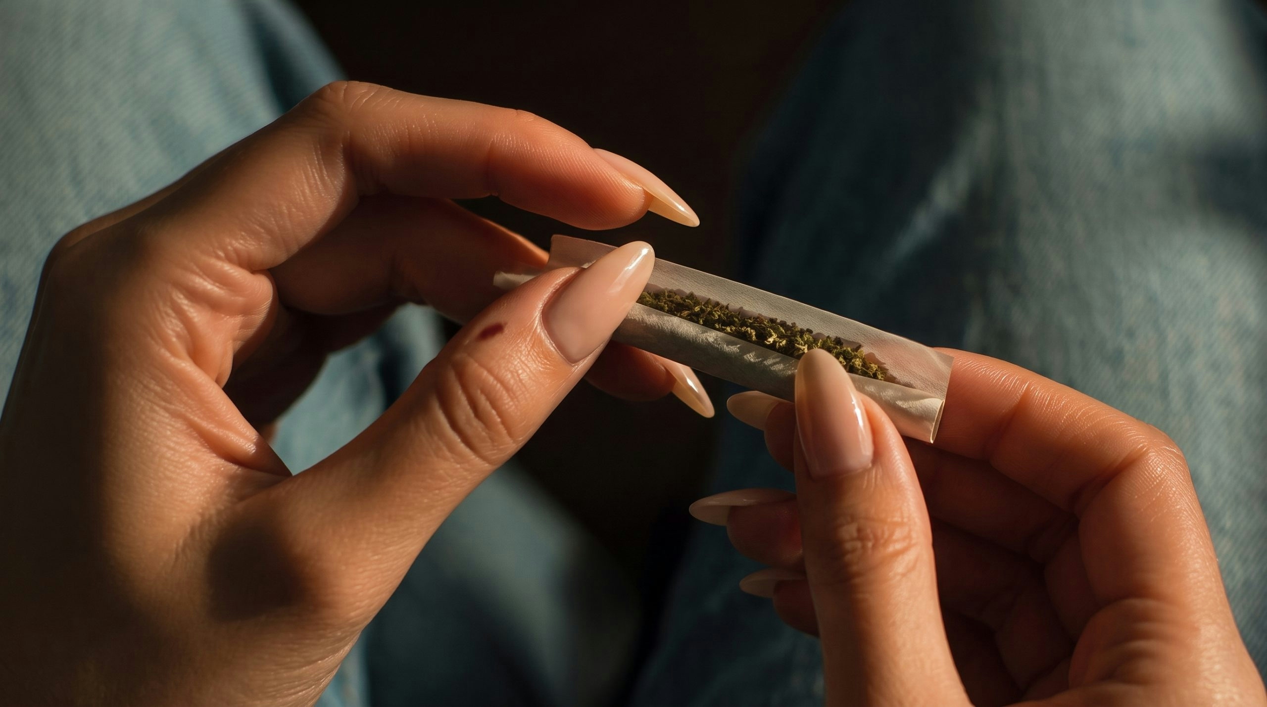 woman hand rolling a joint
