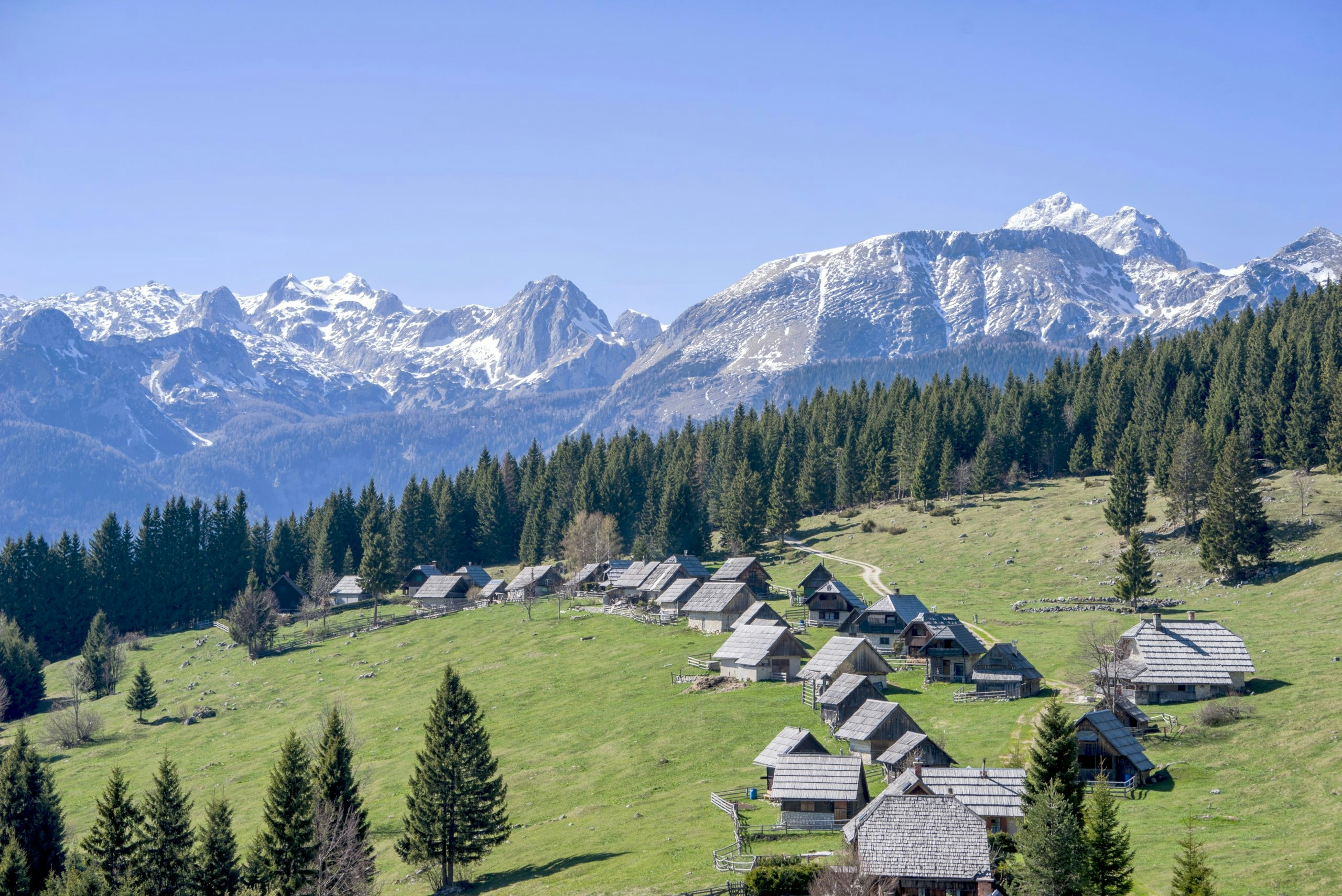 Scenic landscape of Slovenia with lush green mountains and peaceful valleys