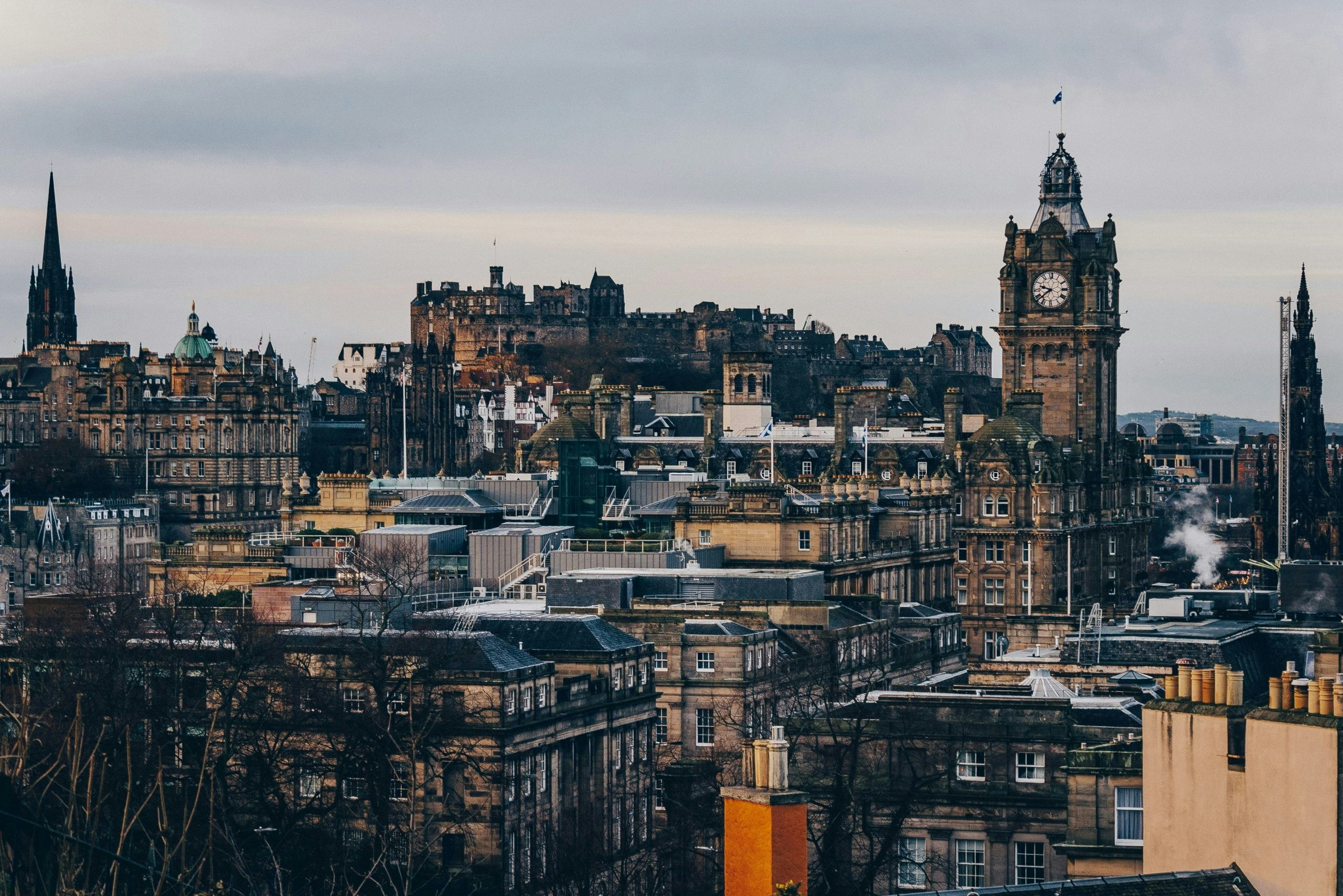 Beautiful Edinburgh cityscape under a cloudy sky
