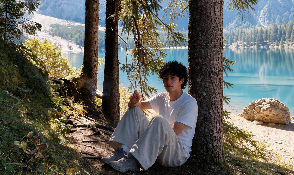 MAN ENJOING A JOINT OUTDOORS