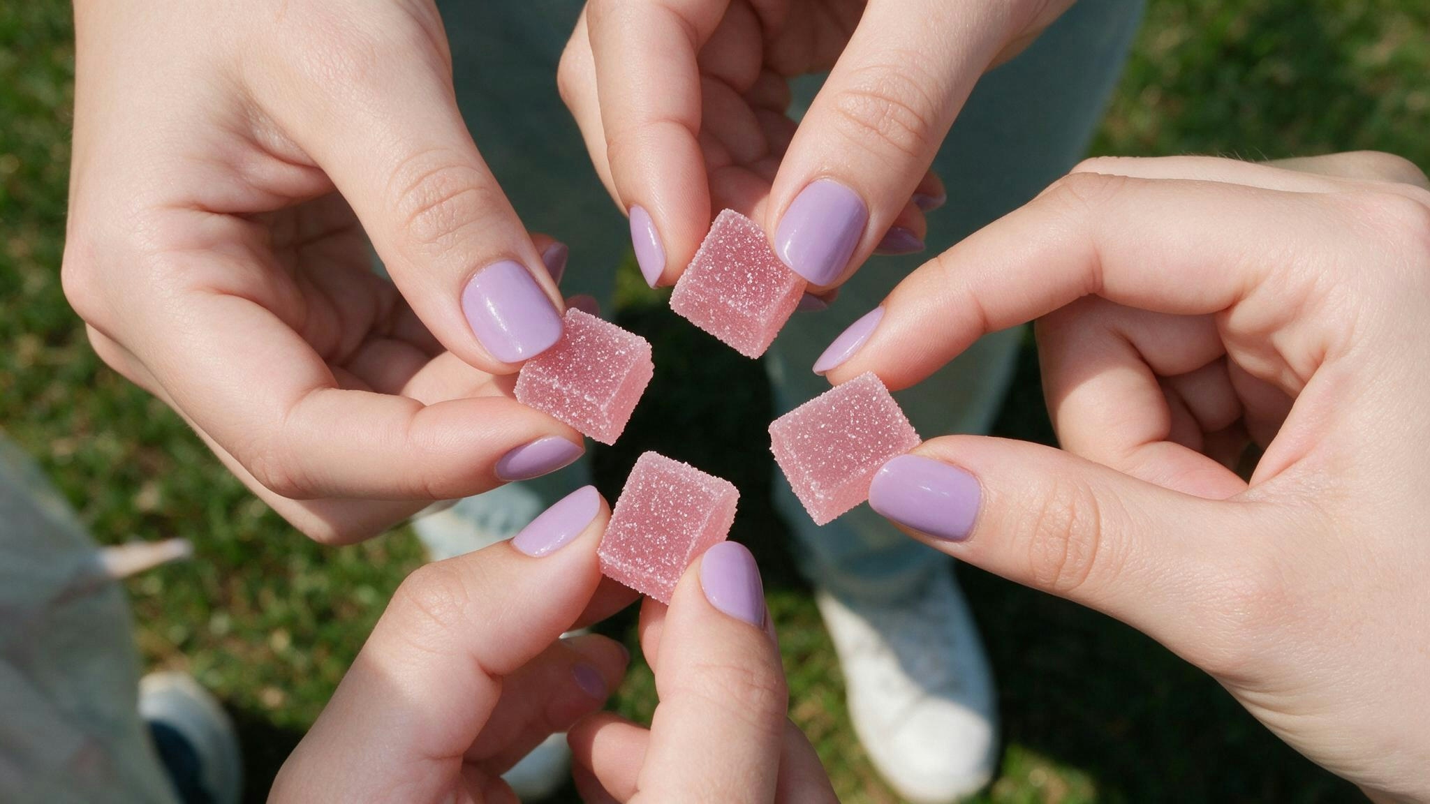 frienss sharing a weed gummy