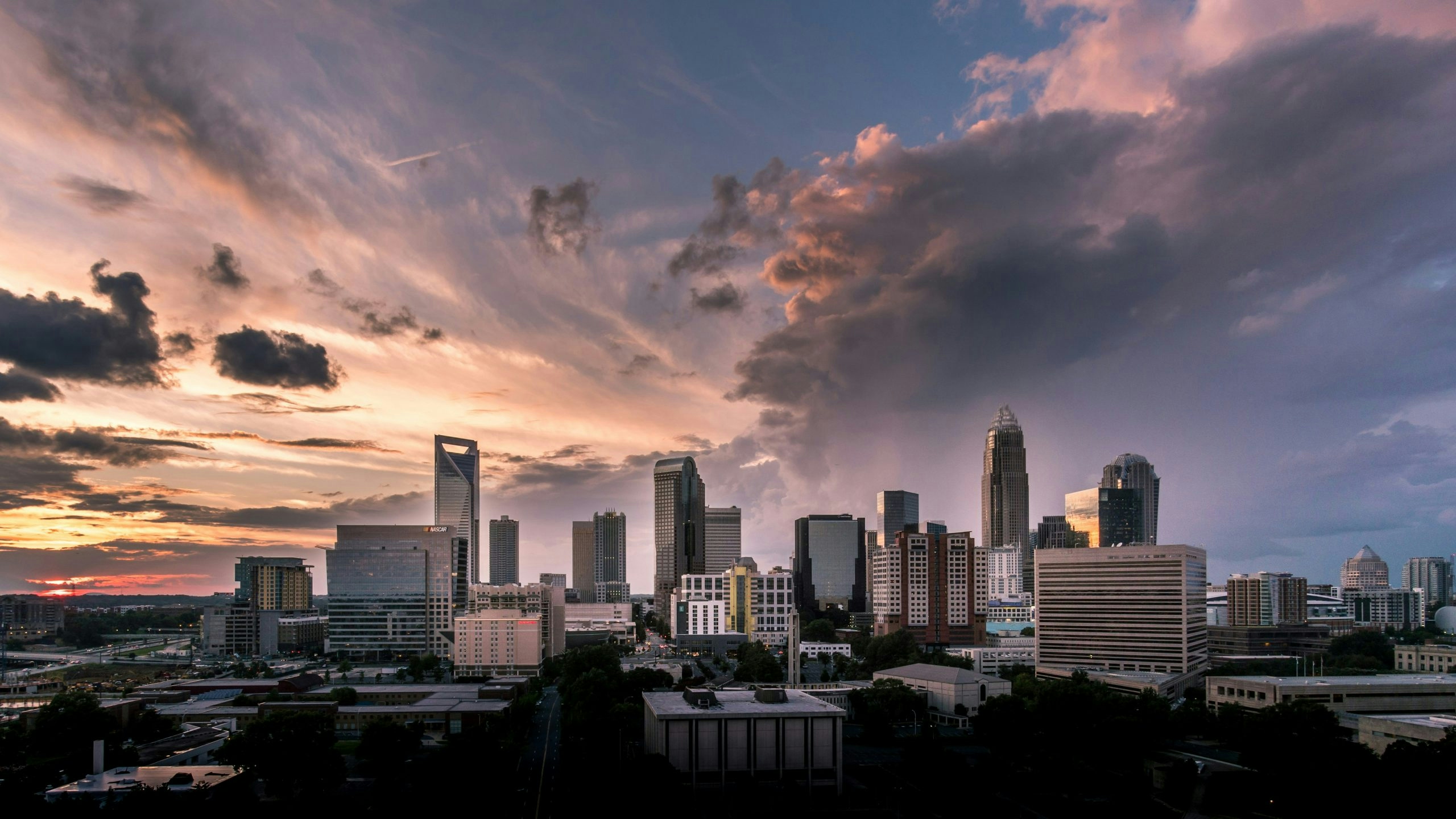 skyline at sunset