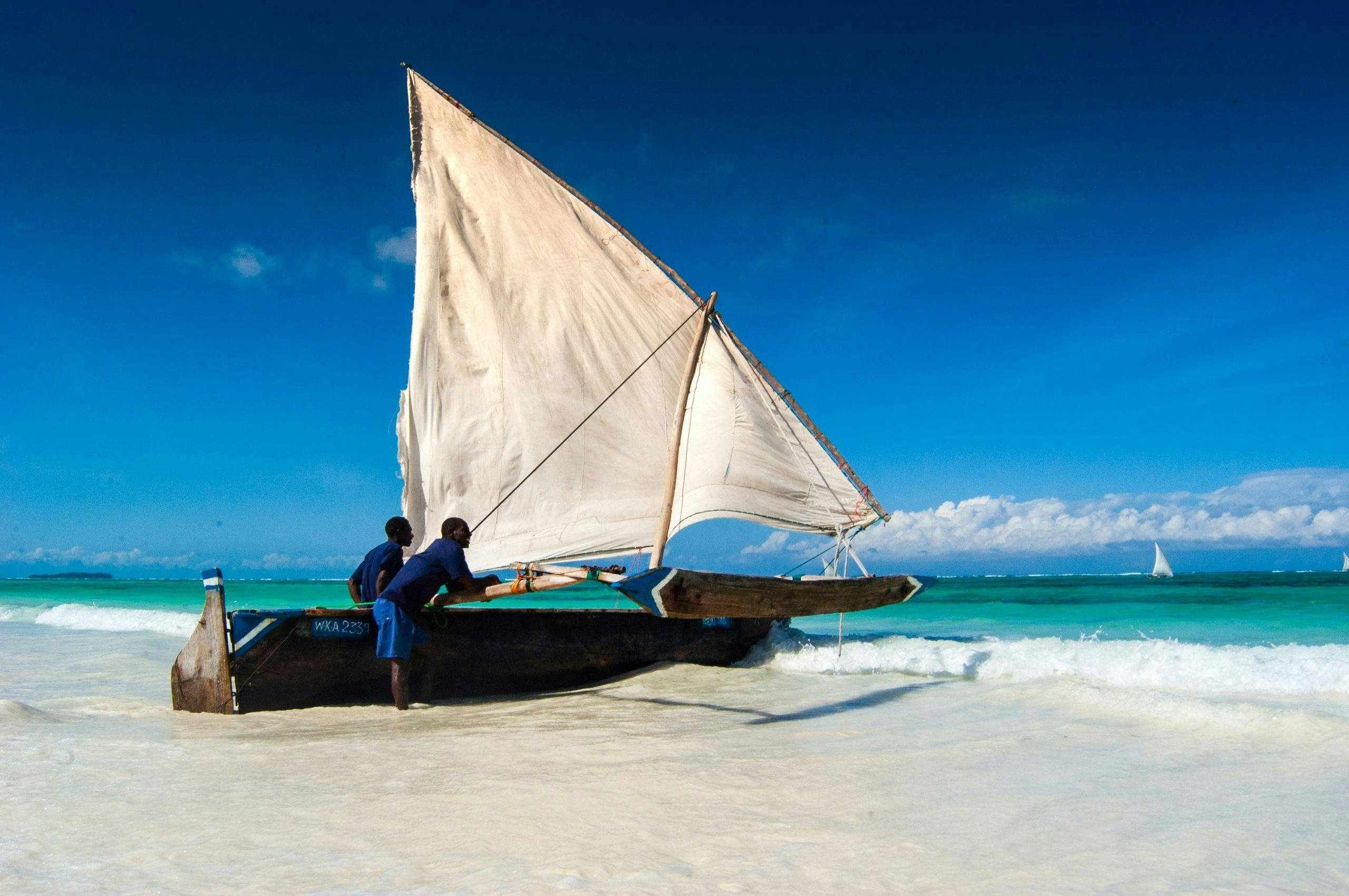 sailing boat in the coast of zanzibar