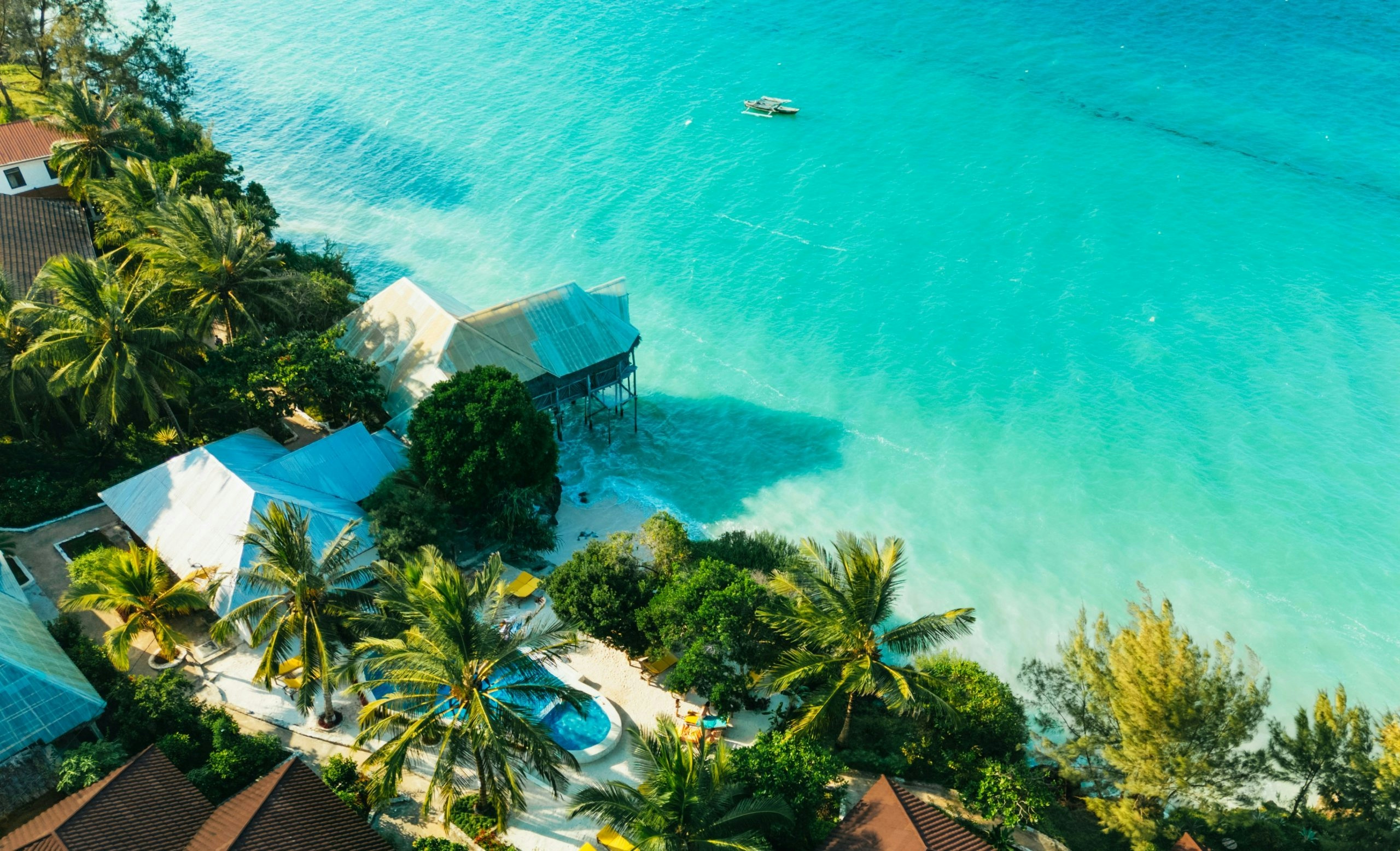 beautiful blue waters in zanzibar