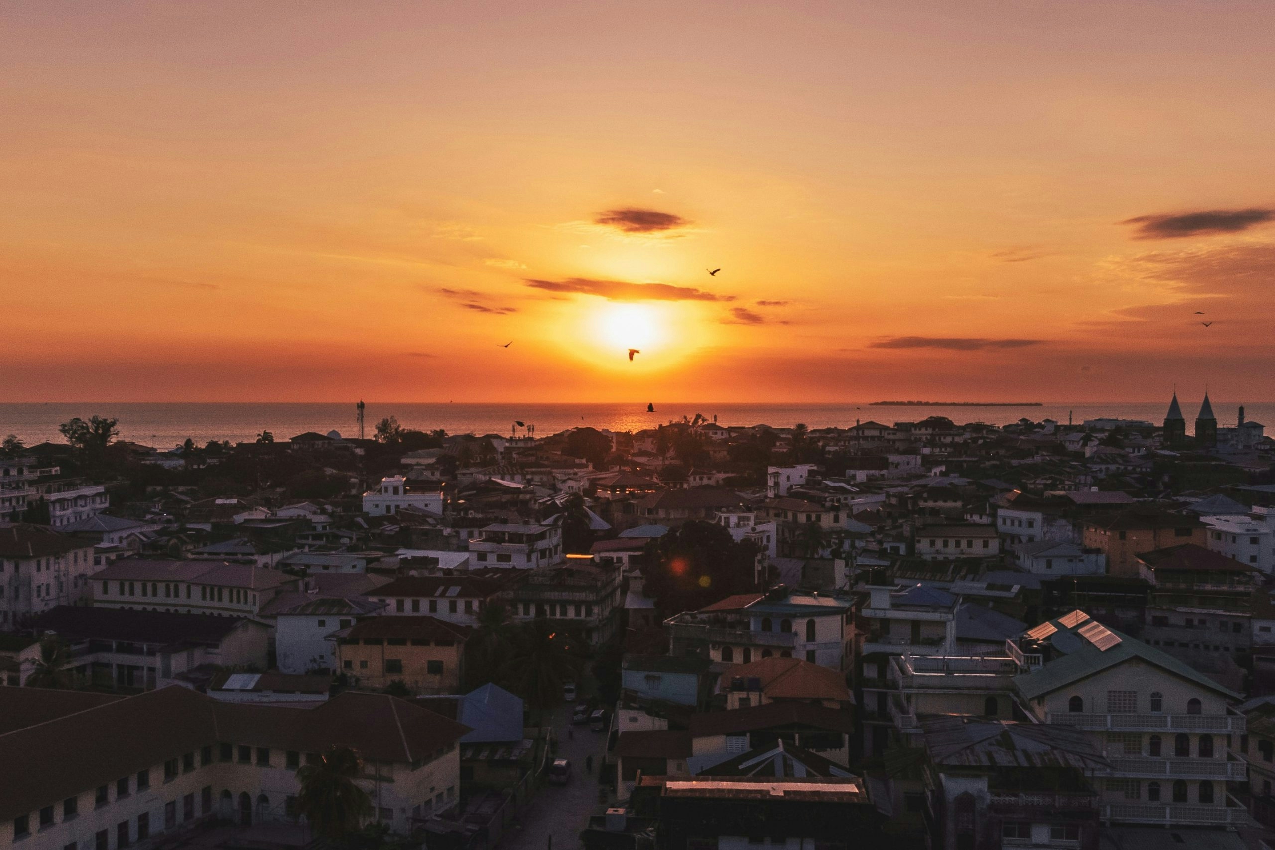 aereal view of the city in zanzibar