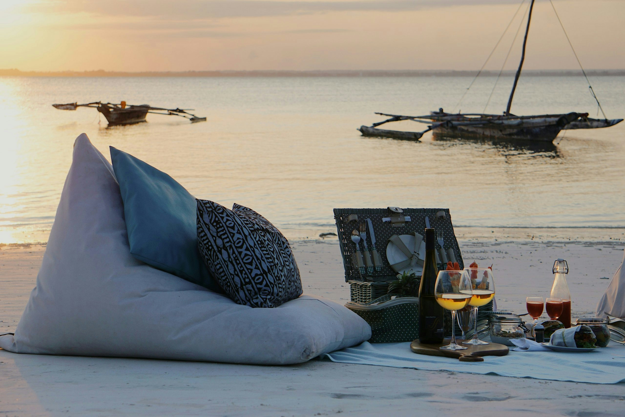 romantic setting by the beach in zanzibar