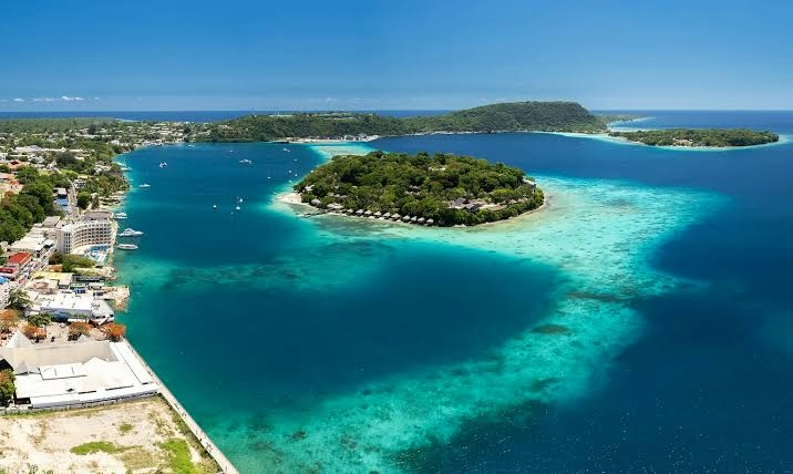 Aerial view of the coast of vanuatu