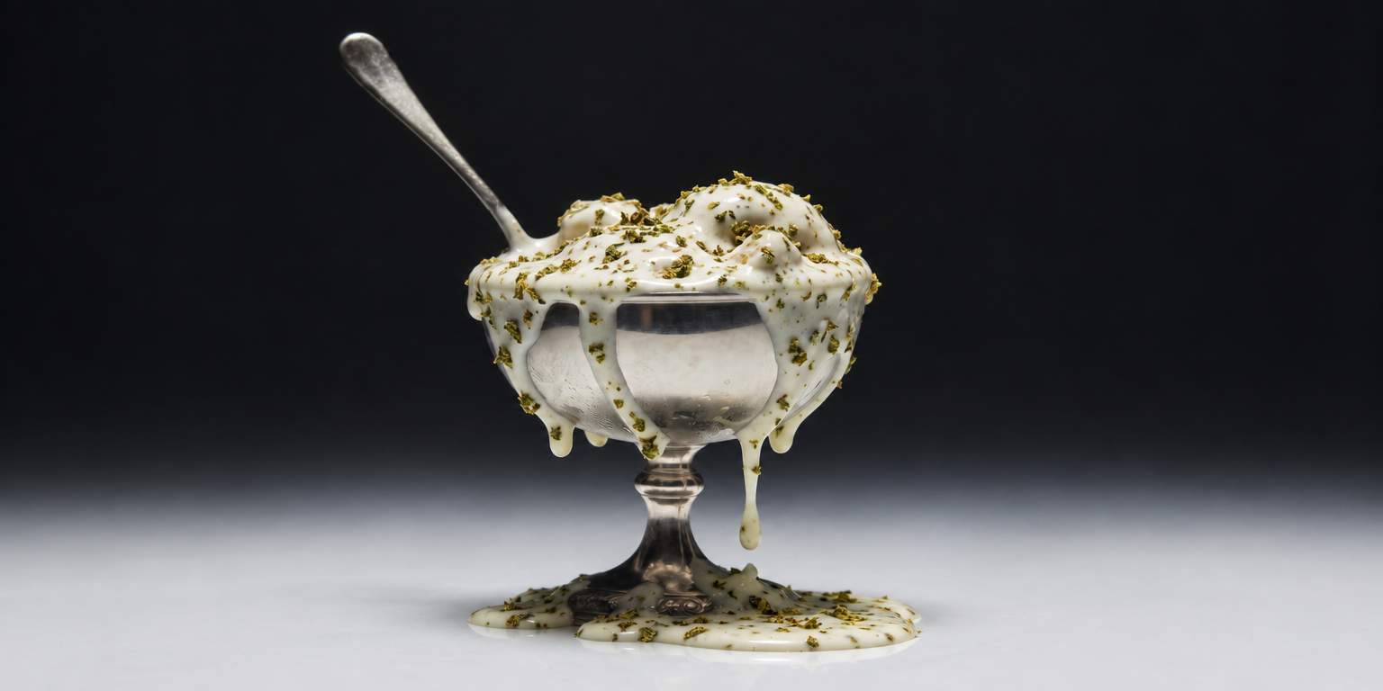 ice cream cup with cannabis