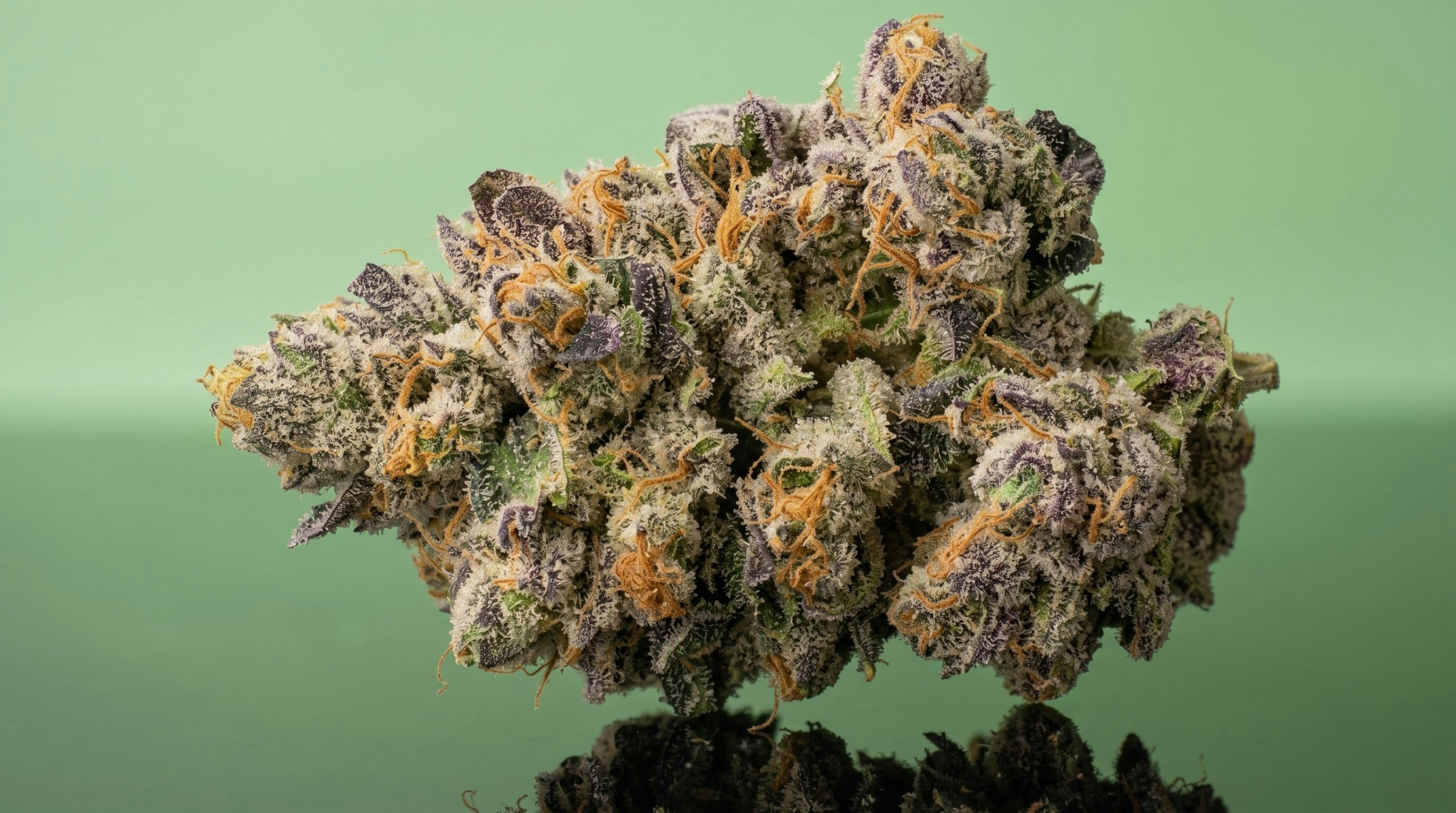 cannabis bud on a green background