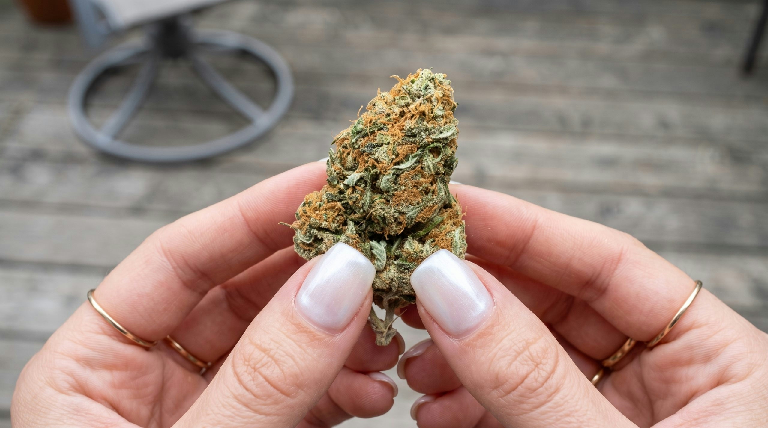 woman's hand holding a bud