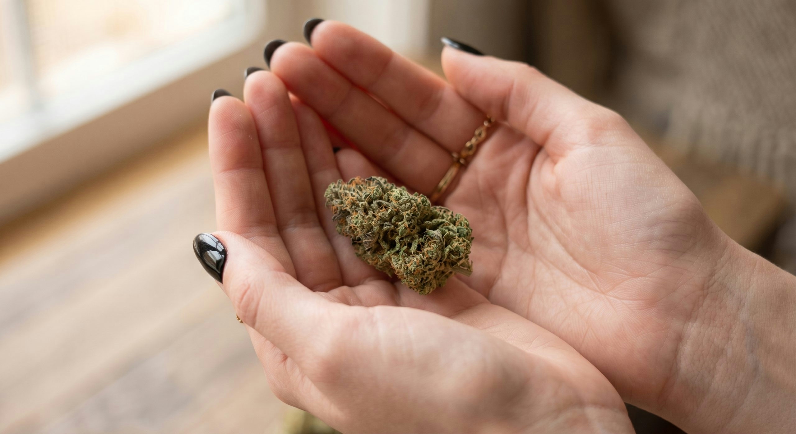 hands holding a cannabis bud