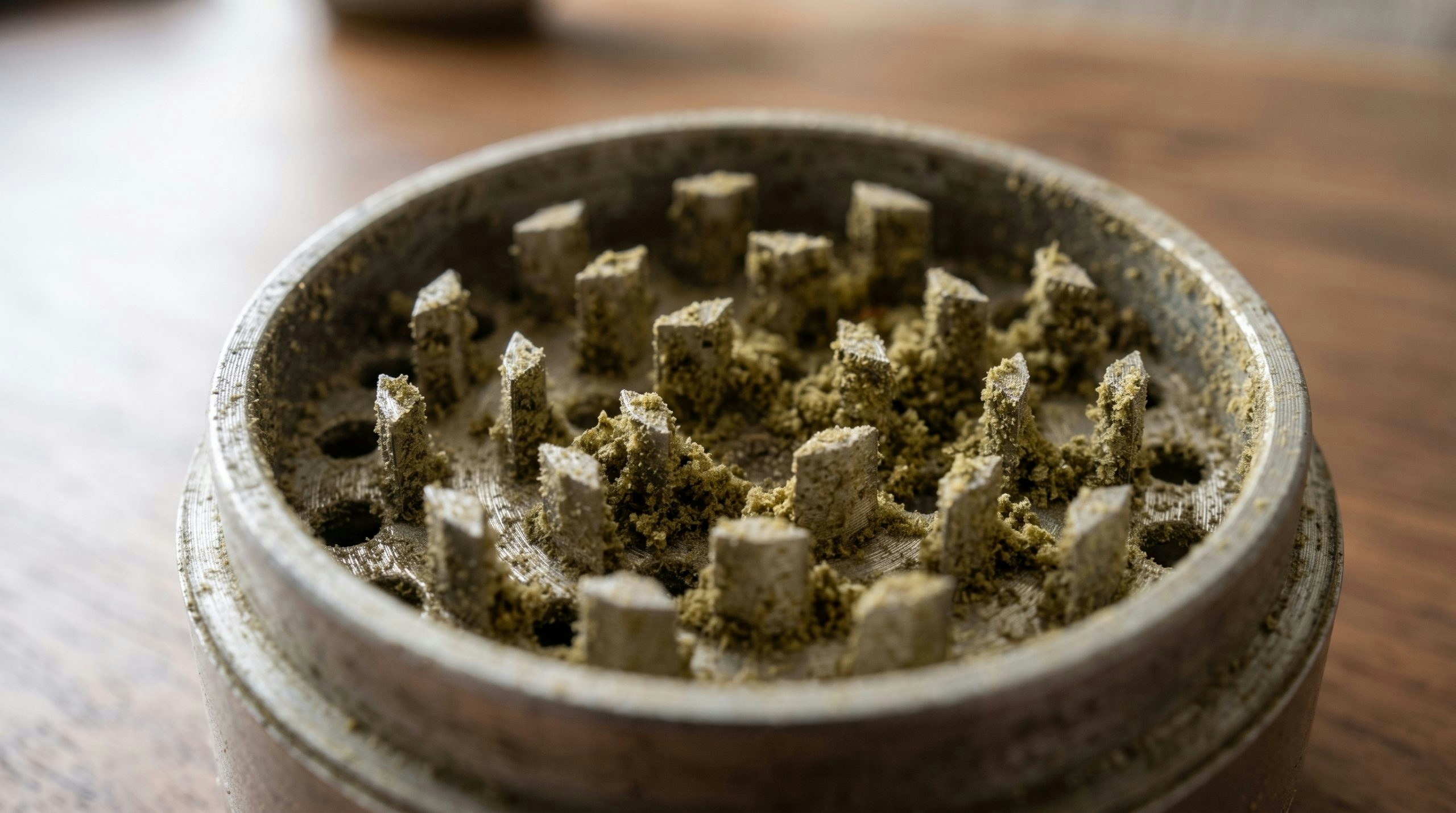 CLOSE UP OF A CANNABIS WEED GRINDER