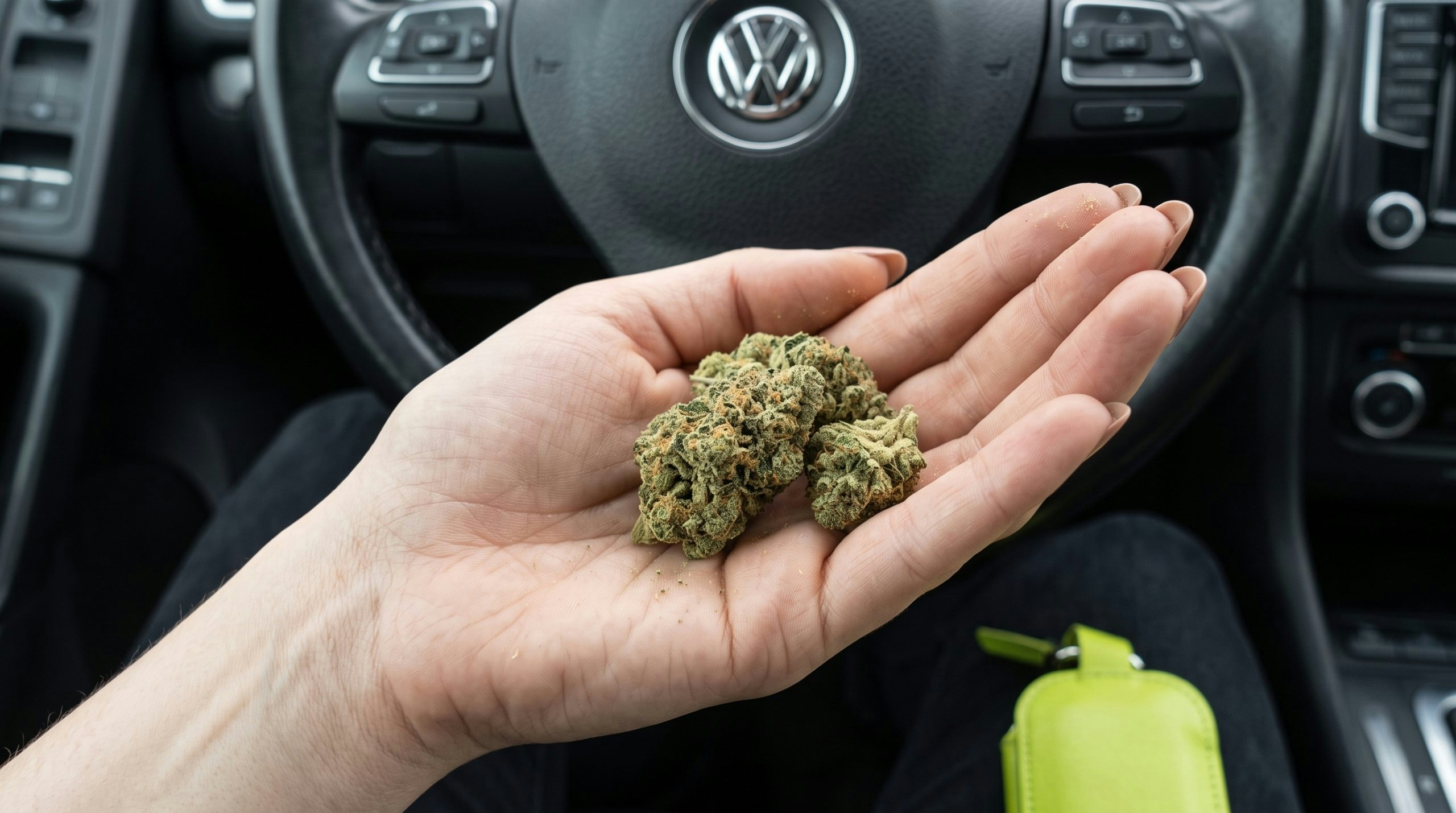 HAND HOLDING A CANNABIS BUD