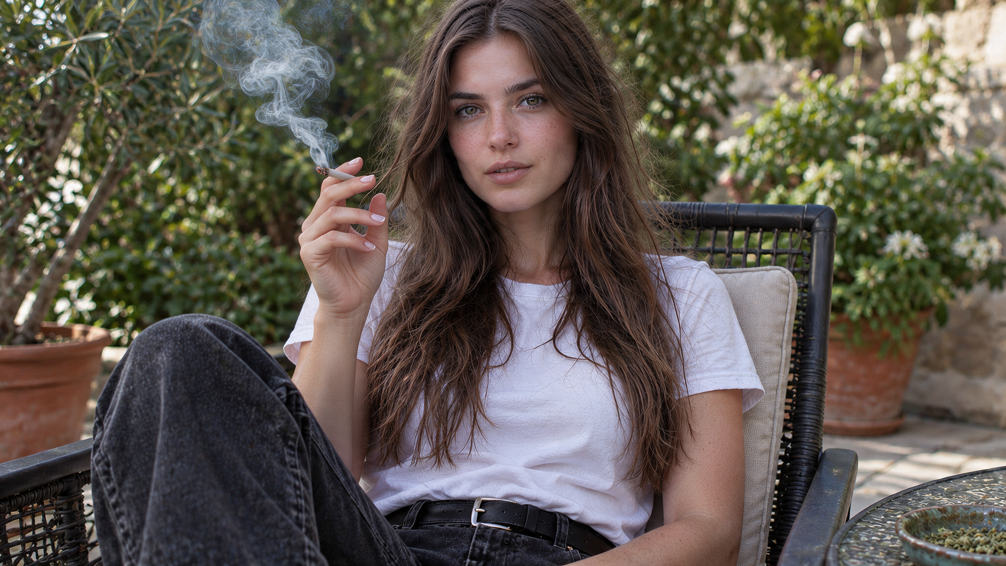 woman holding a joint