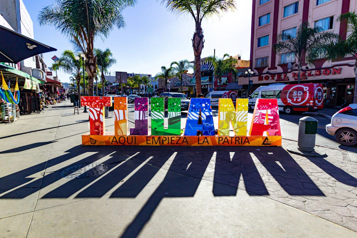 Tijuana sign displayed in a public plaza