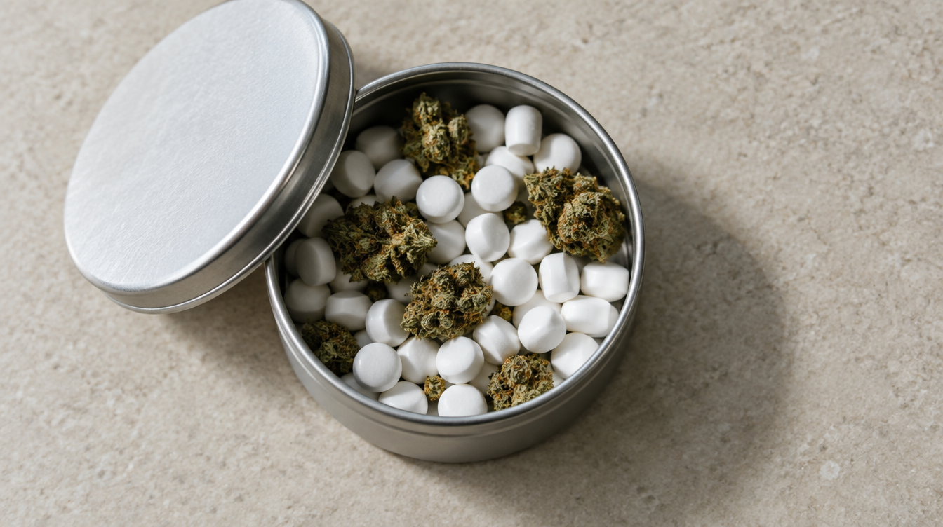 weed mint and cannabis bud in tin can