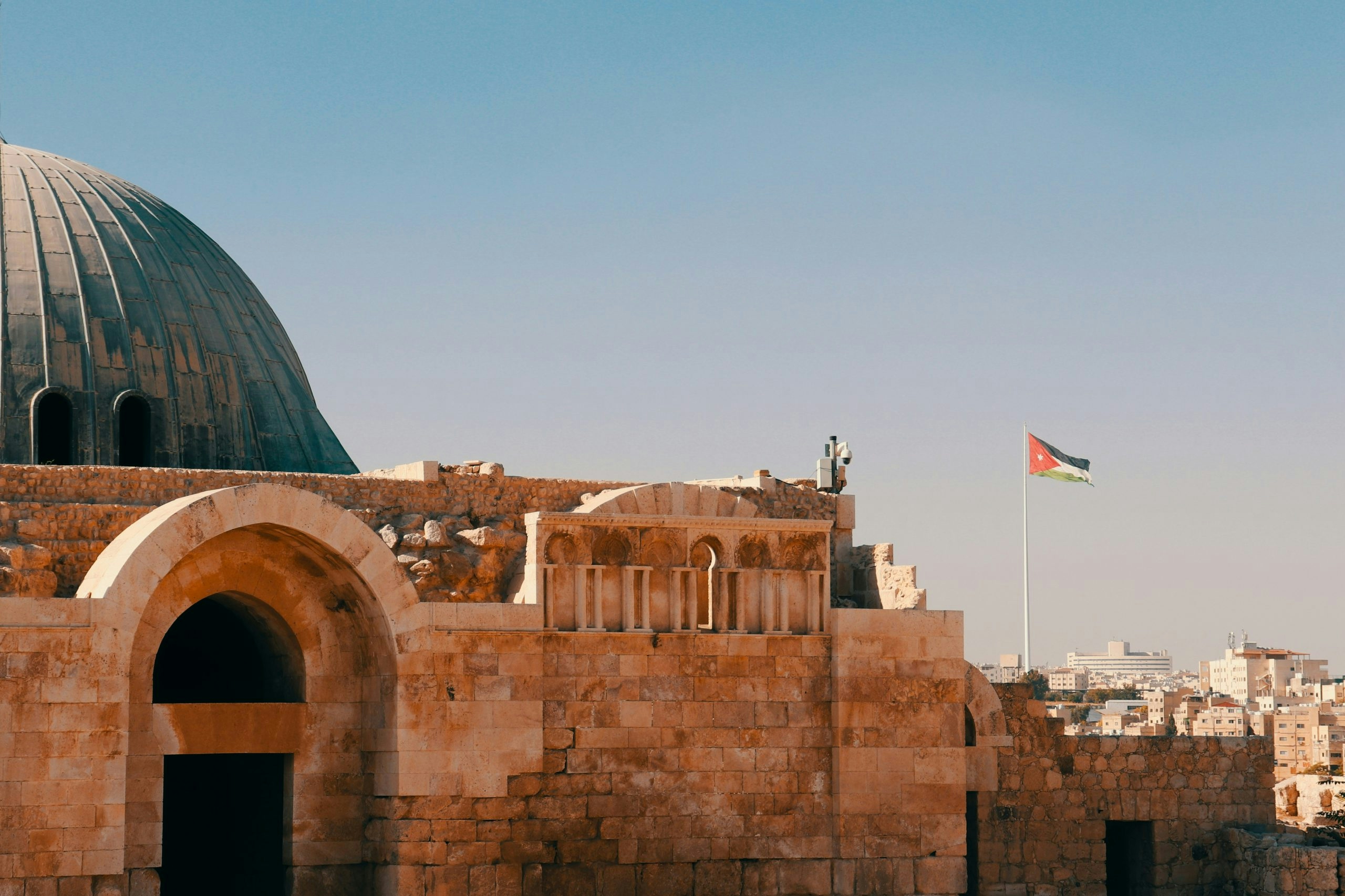 Jordanian flag waving in the wind