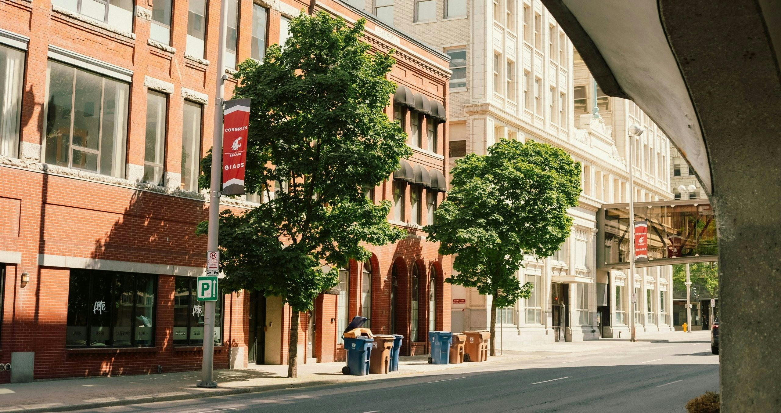 Downtown Spokane with historic buildings and city streets